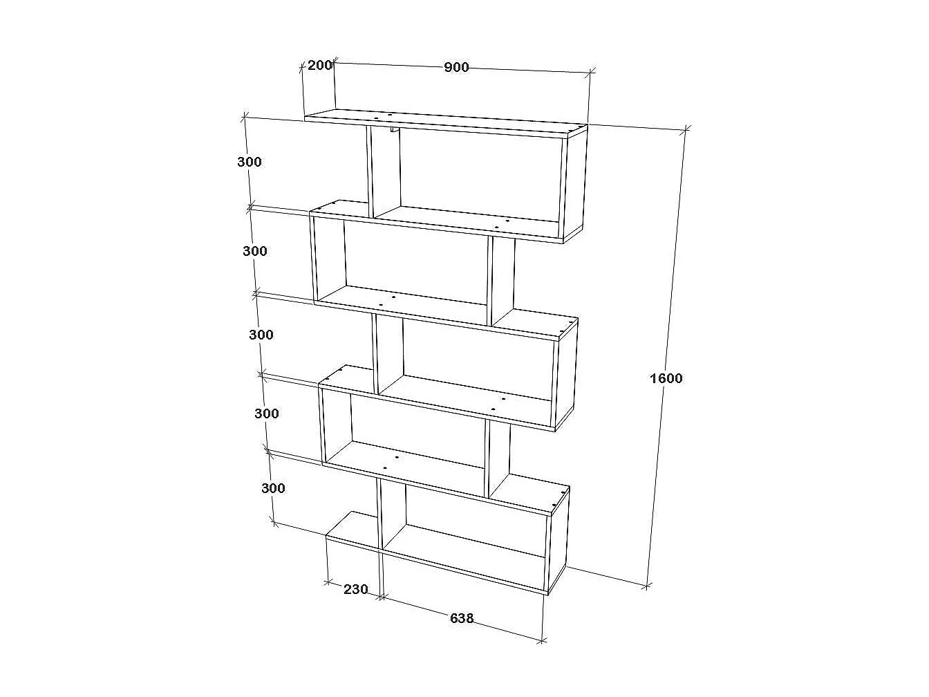 Libreria haaus Kimo, 5 scomparti, Nero, 90 x 20 x 160 cm