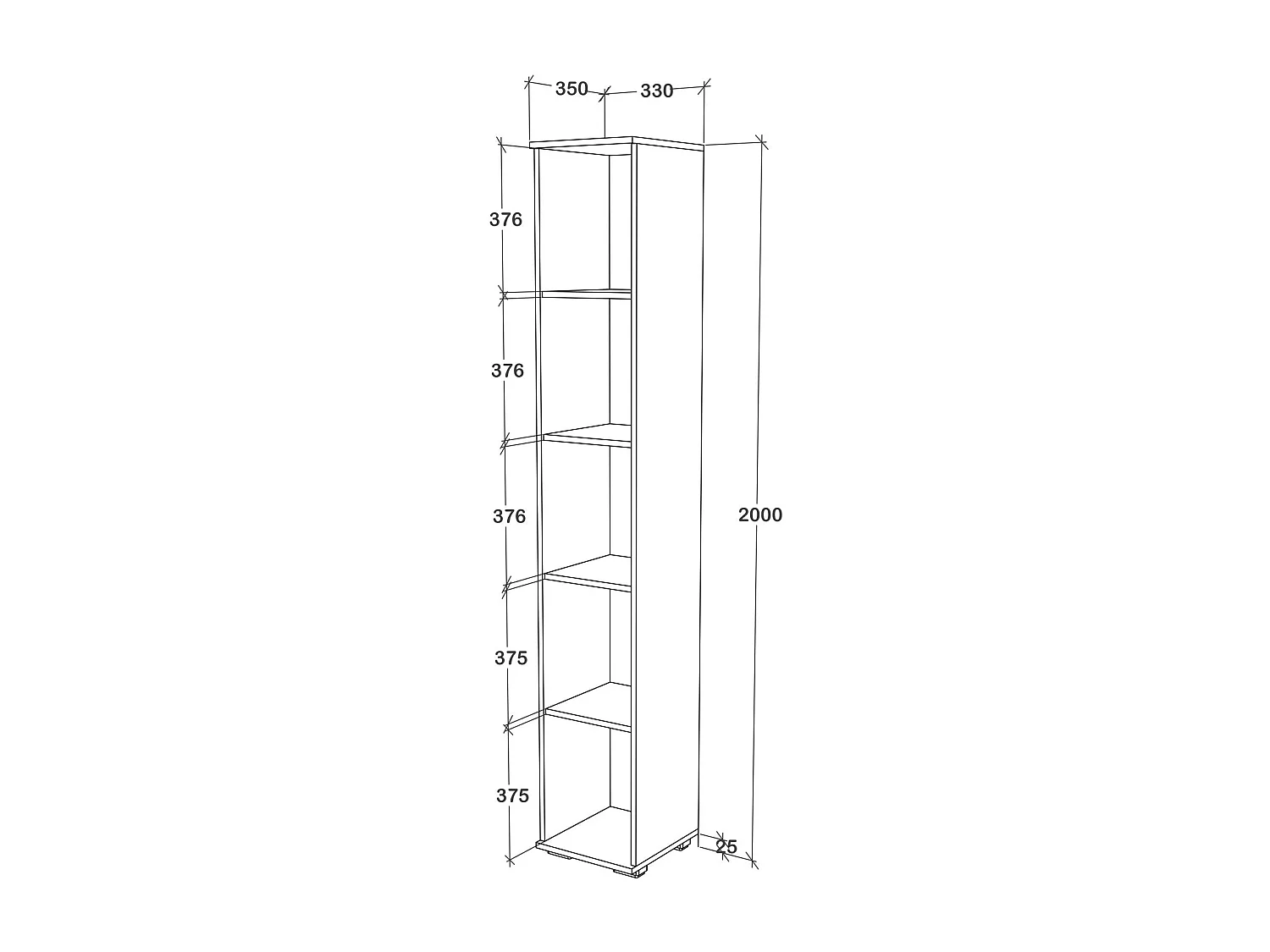 Armoire haaus Como, 1 Porte, Anthracite/Blanc, L 33 x P 35 x H 200 cm