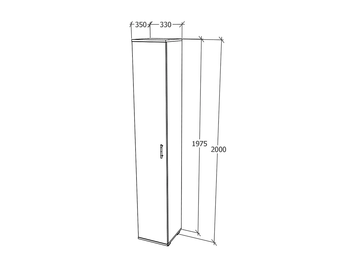 Armoire haaus Como, 1 Porte, Anthracite/Blanc, L 33 x P 35 x H 200 cm