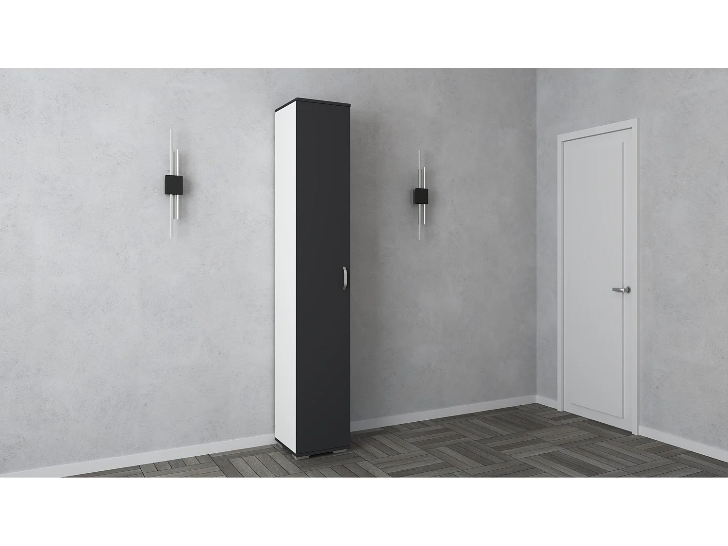 Garderobenschrank Como, 1 Tür, Anthrazit/Weiß, L 33 x l 35 x H 200 cm