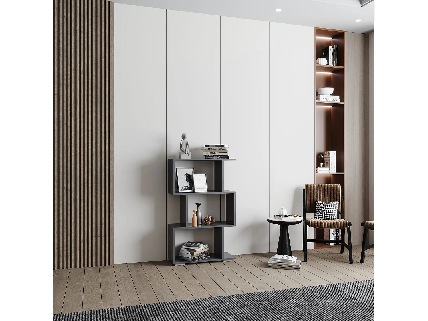 haaus Prateleira Tokyo, 3 gavetas, Antracite, 60 x 24 x 97 cm