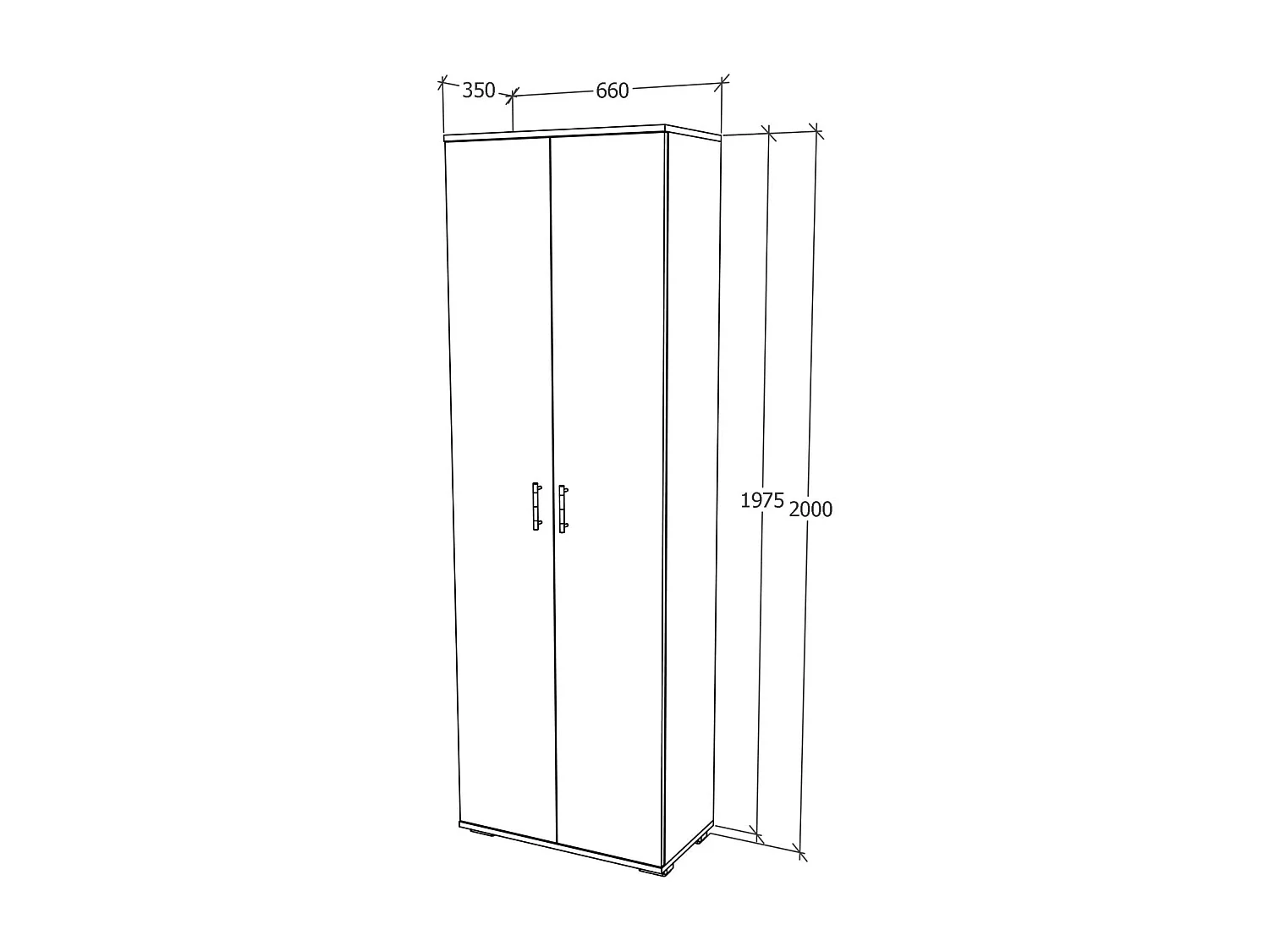 Garderobenschrank Como, 2 Türen, Anthrazit/Weiß, L 66 x l 35 x H 200 cm