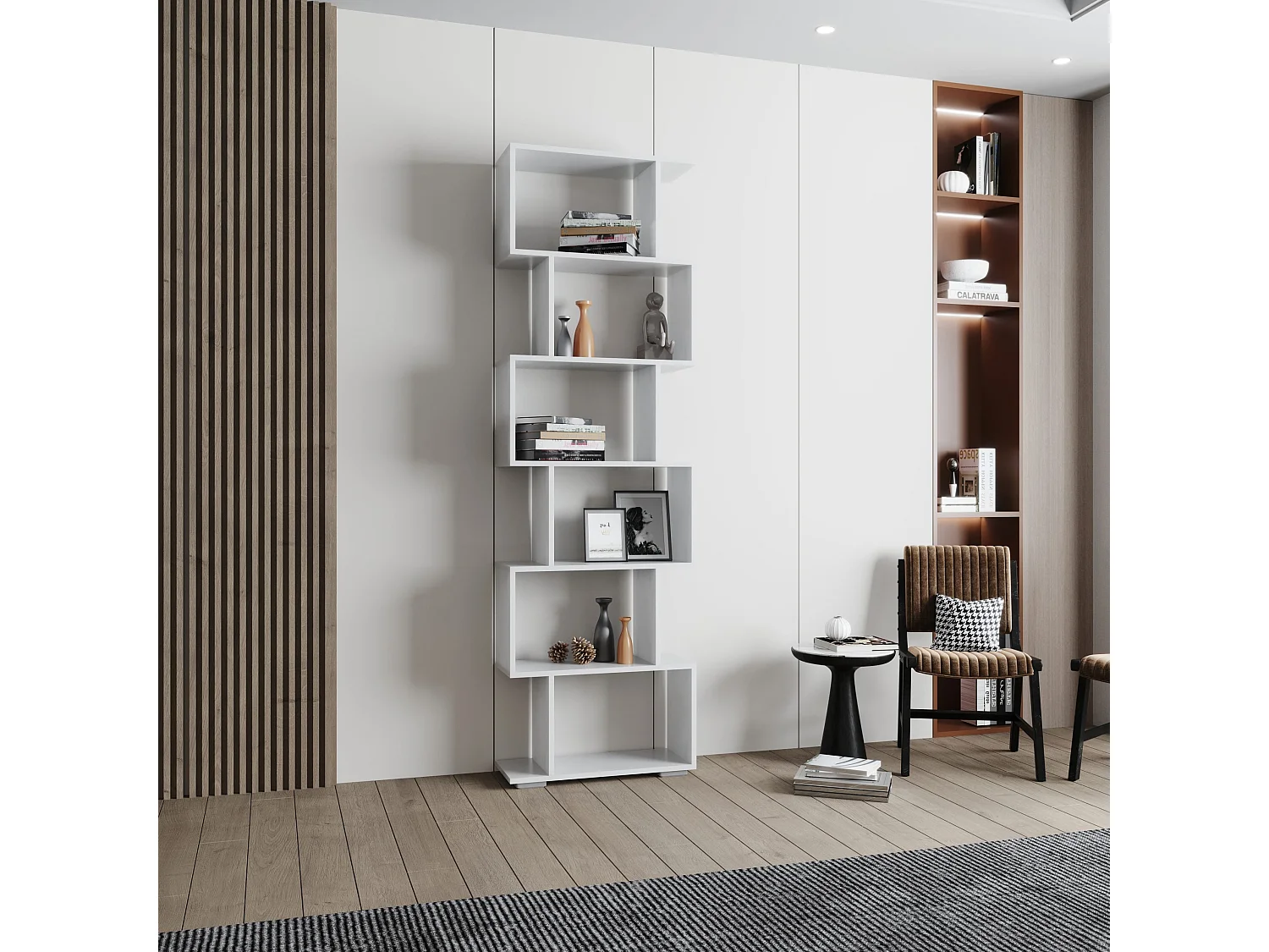 Estante haaus Tokyo, 6 gavetas, branco, 60 x 24 x 196 cm