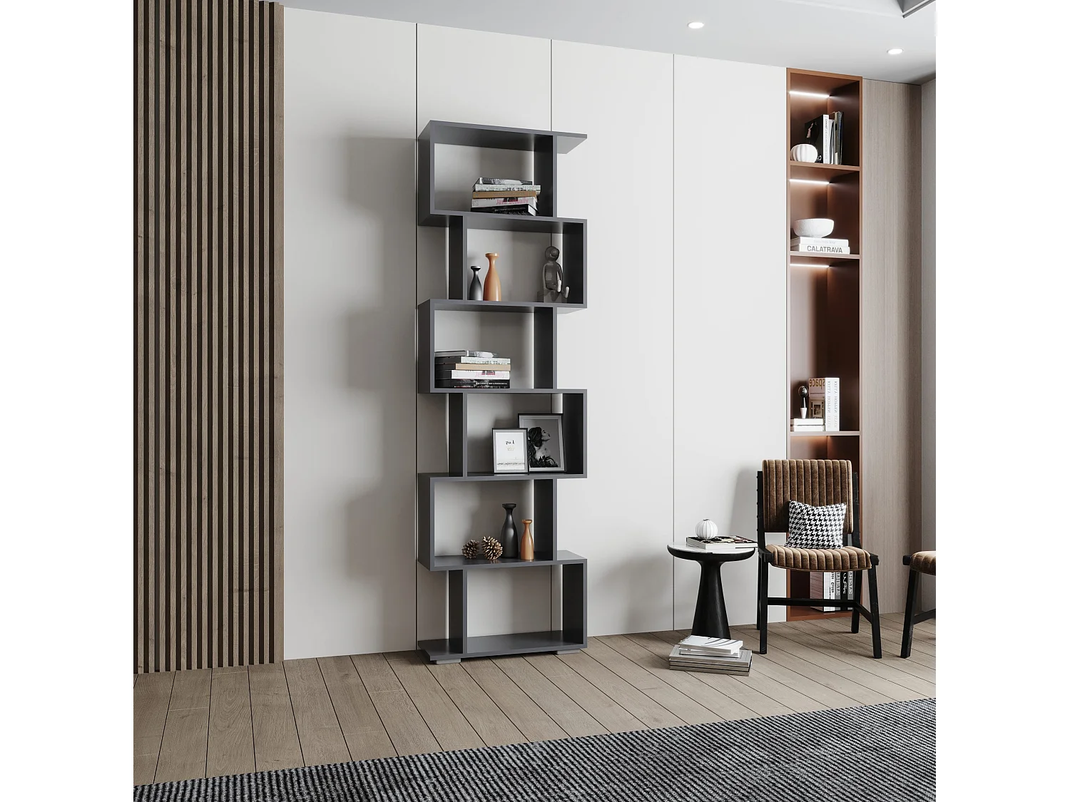 Étagère haaus Tokyo, 6 Tiroirs, Anthracite, 60 x 24 x 196 cm