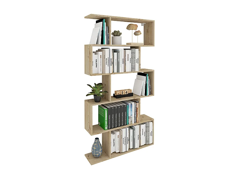 Librería haaus Kimo, 5 compartimentos, Roble Artisan, 90 x 20 x 160 cm