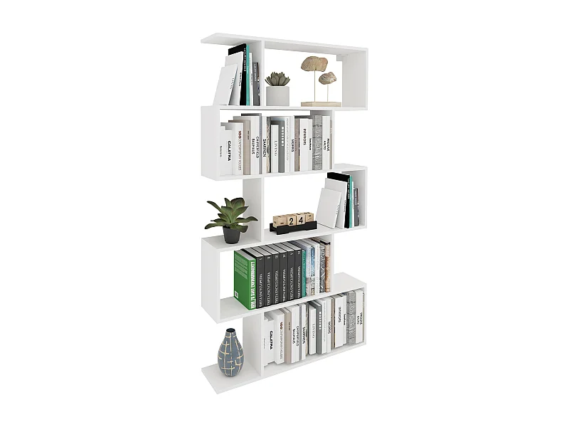 Libreria haaus Kimo, 5 scomparti, Bianco, 90 x 20 x 160 cm