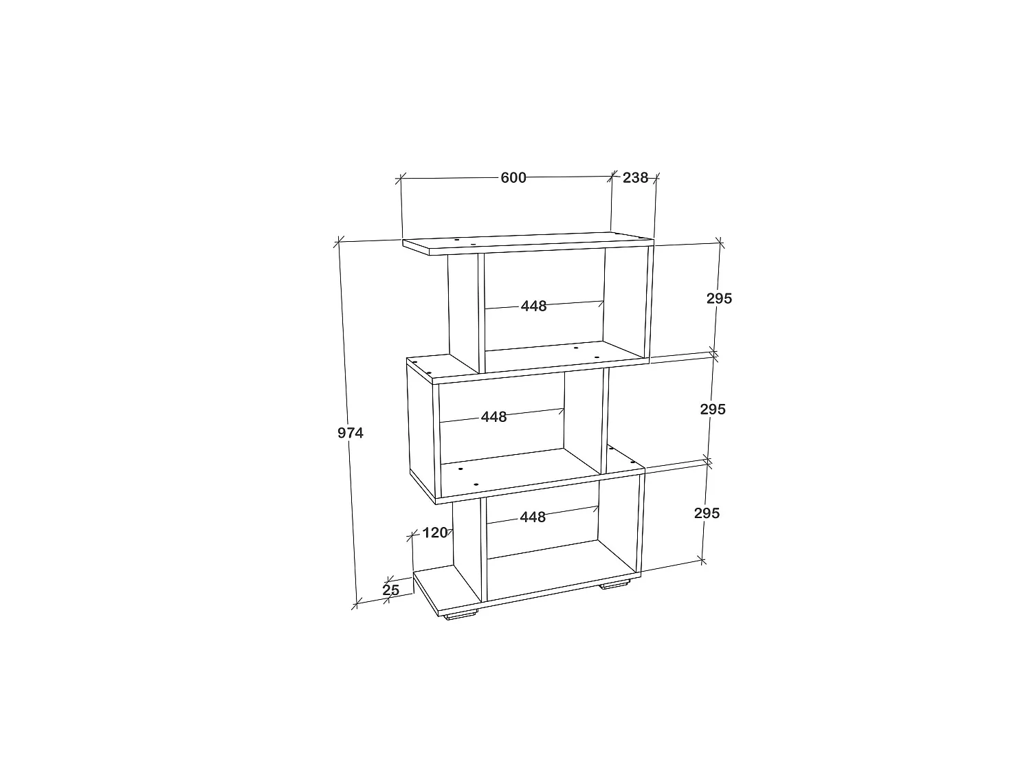 Scaffale haaus Tokyo, 3 cassetti, bianco, 60 x 24 x 97 cm