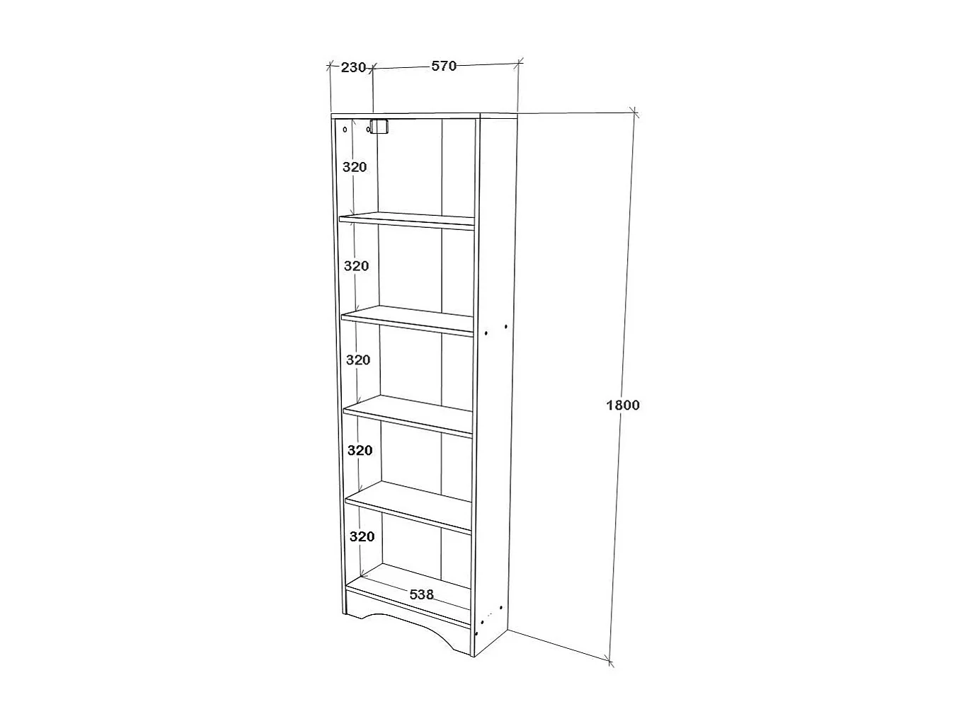 Estante haaus Vivy, 4 prateleiras, Branco, 90 x 20 x 160 cm