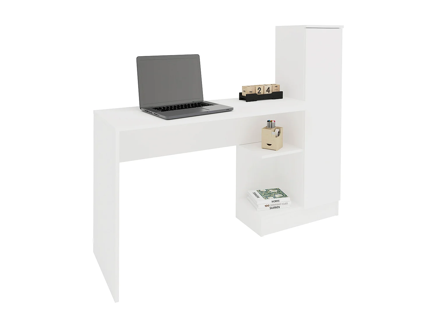 Bureau  Reims, 1 deur, wit, 148 x 45 x 120 cm
