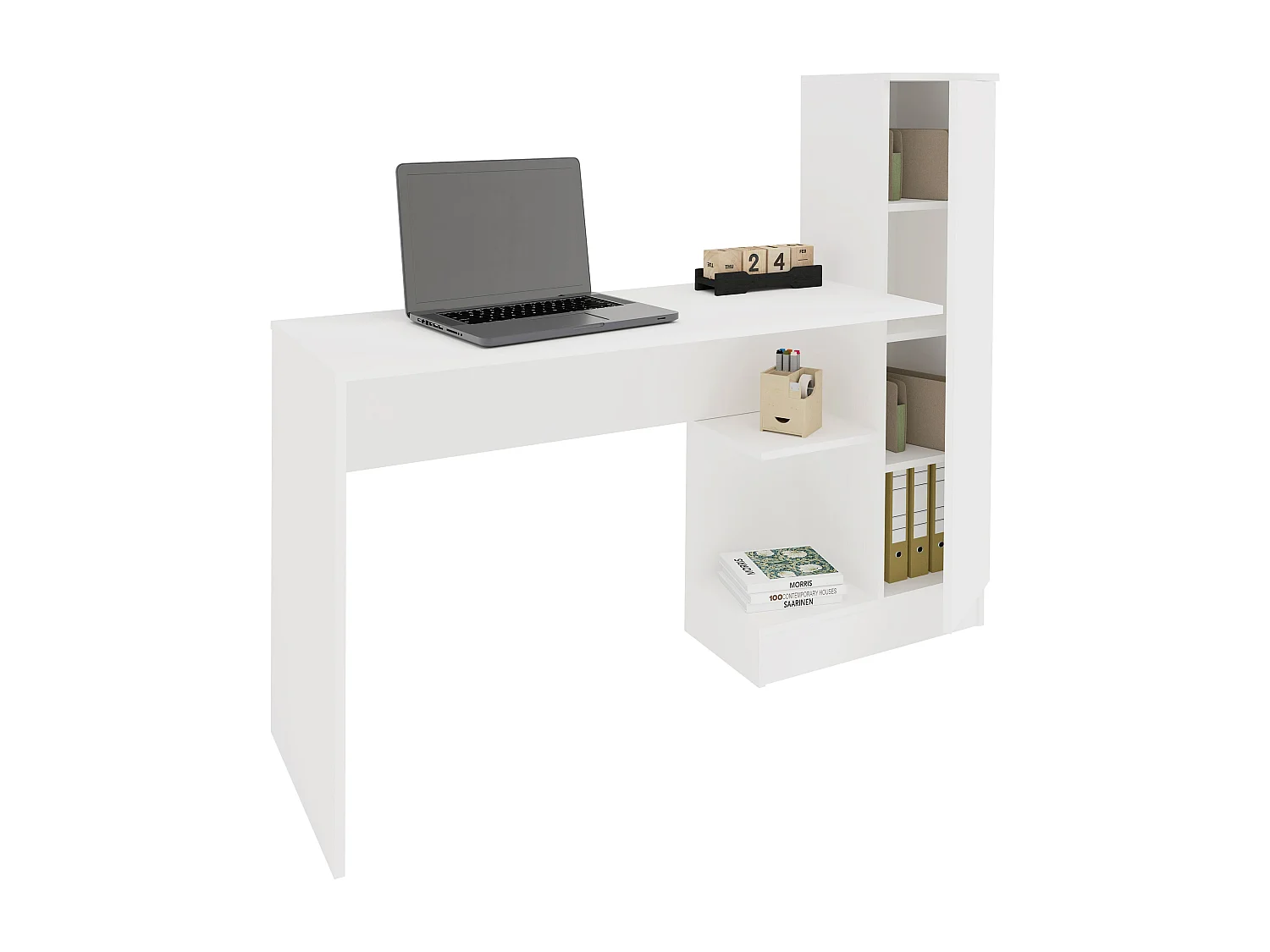 Bureau  Reims, 1 deur, wit, 148 x 45 x 120 cm