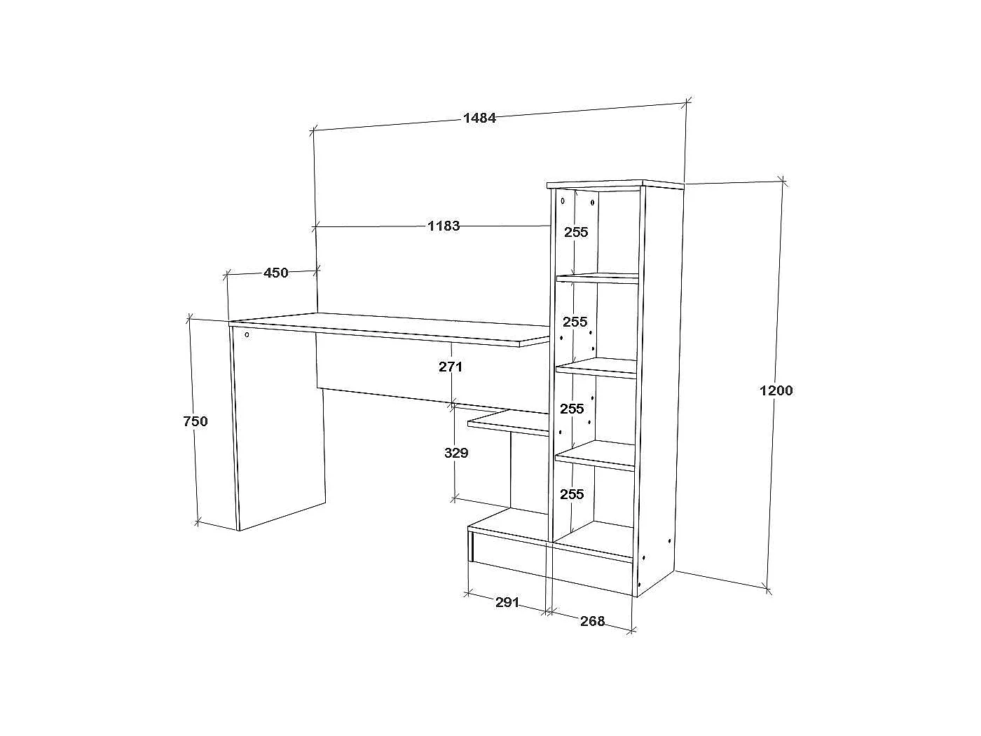Escritorio haaus Reims, 1 puerta, Blanco, 148 x 45 x 120 cm