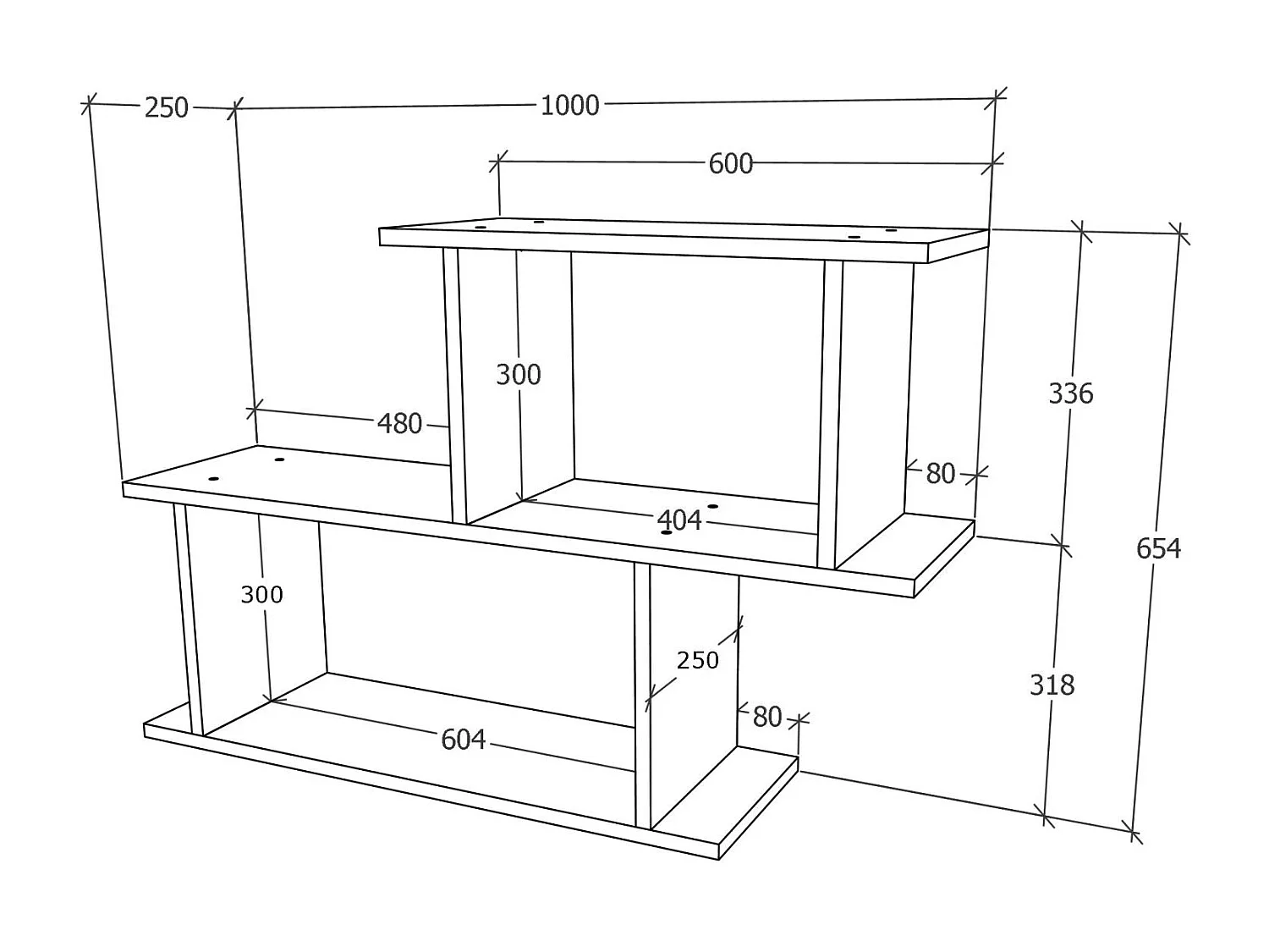 Scaffale haaus Rico V2, rovere Sonoma, L 100 x L 25 x H 65 cm