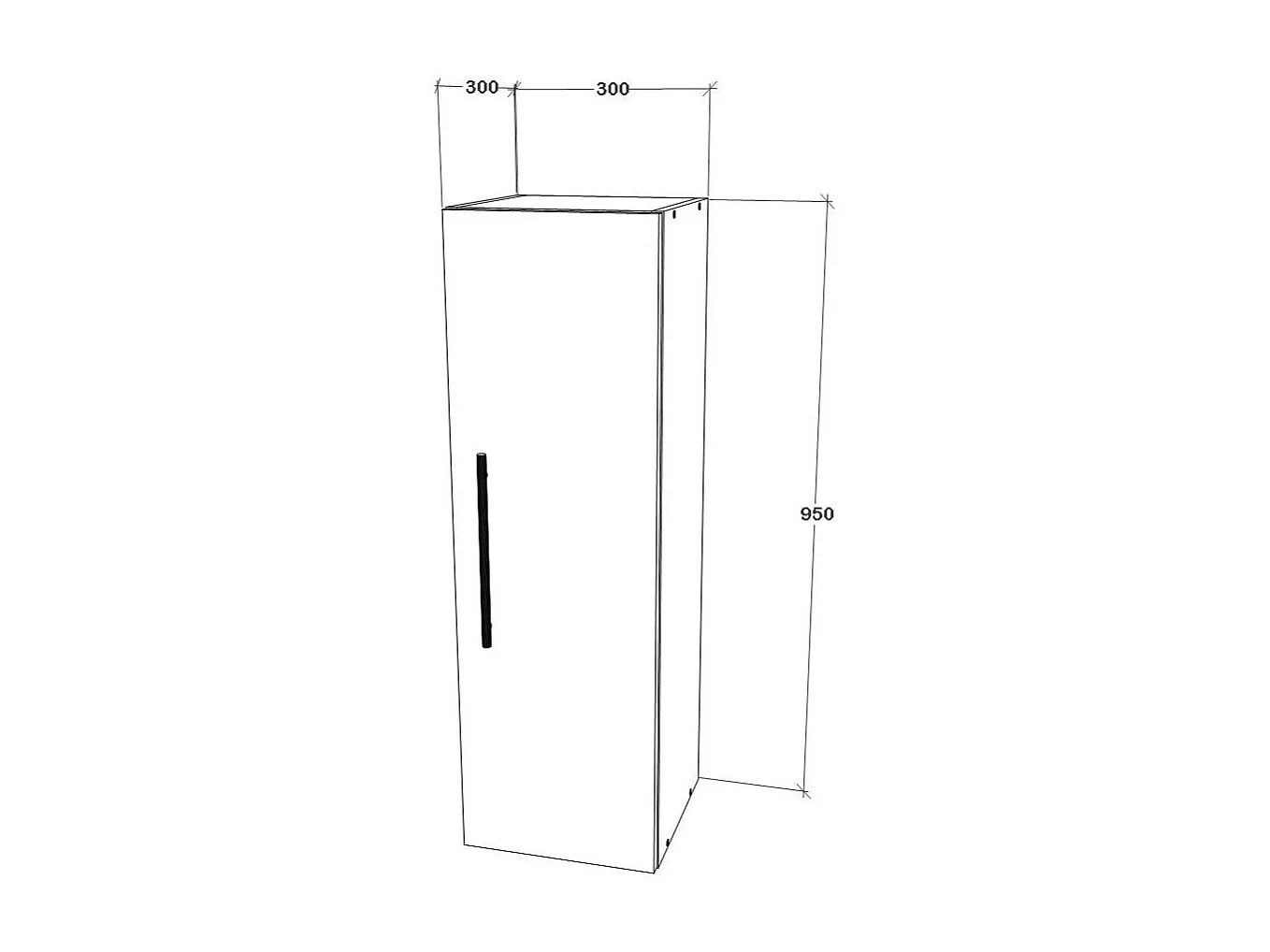 Hoge kast Kos, 1 deur, antraciet, 30 x 30 x 95 cm