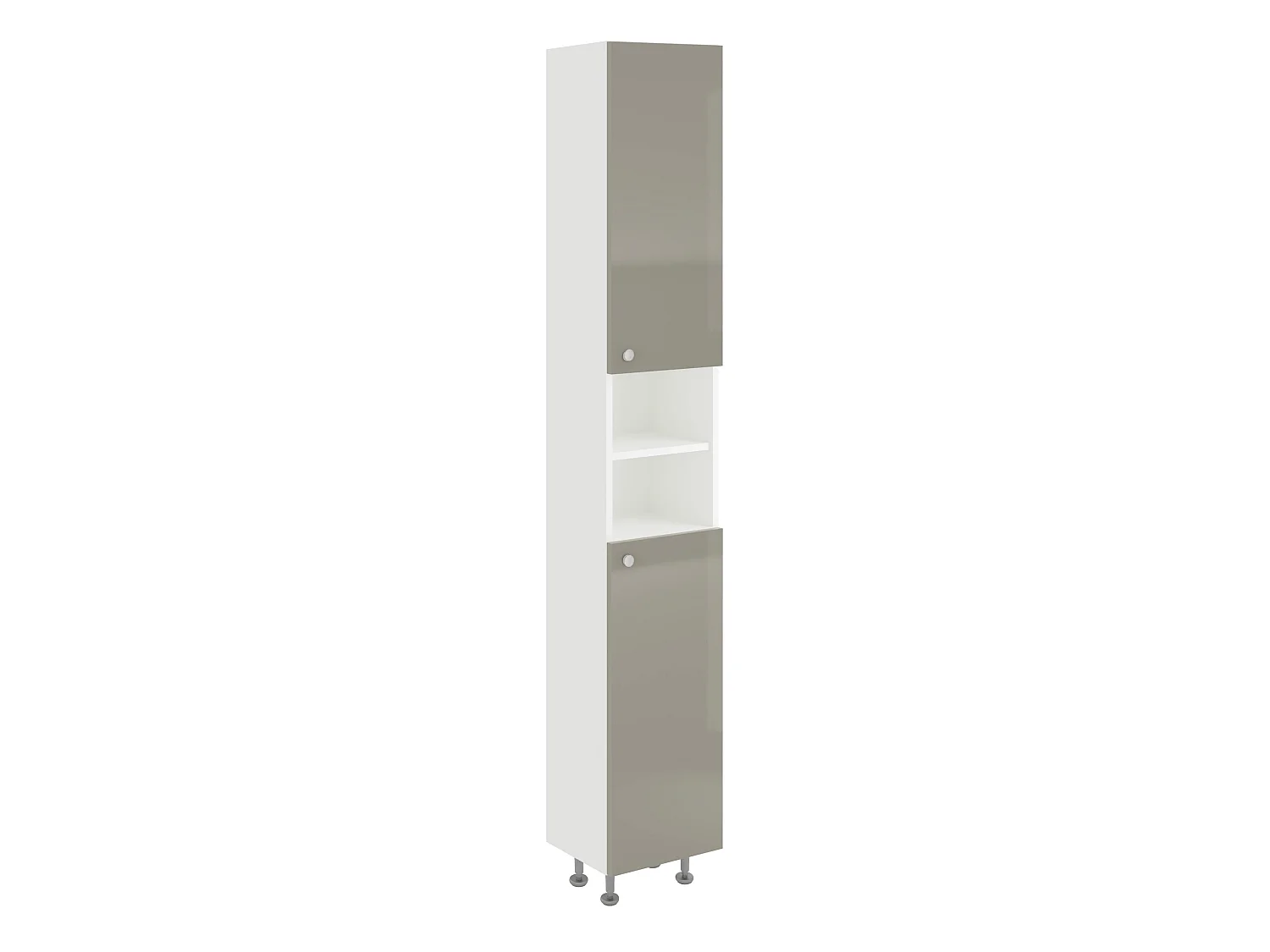 Colonne de salle de bain haaus Zaria, 2 portes, Gris brillant/Blanc, MDF, L 30 x l 27 x H 190 cm