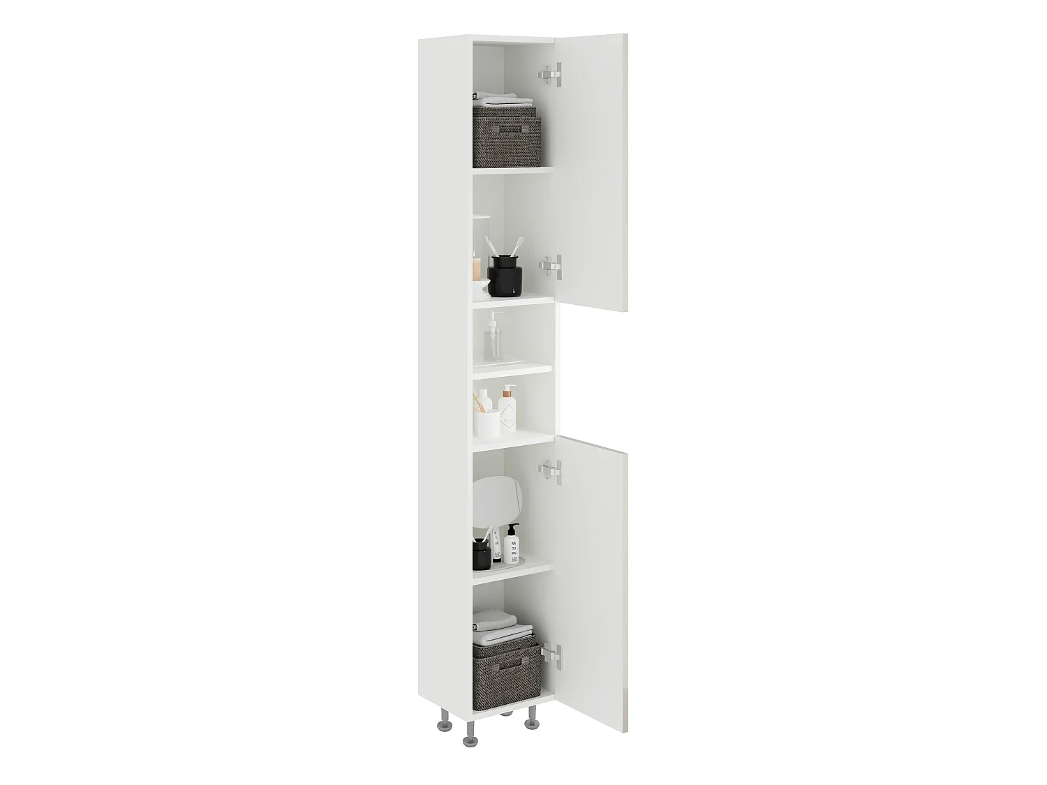 Colonne de salle de bain haaus Zaria, 2 portes, Gris brillant/Blanc, MDF, L 30 x l 27 x H 190 cm