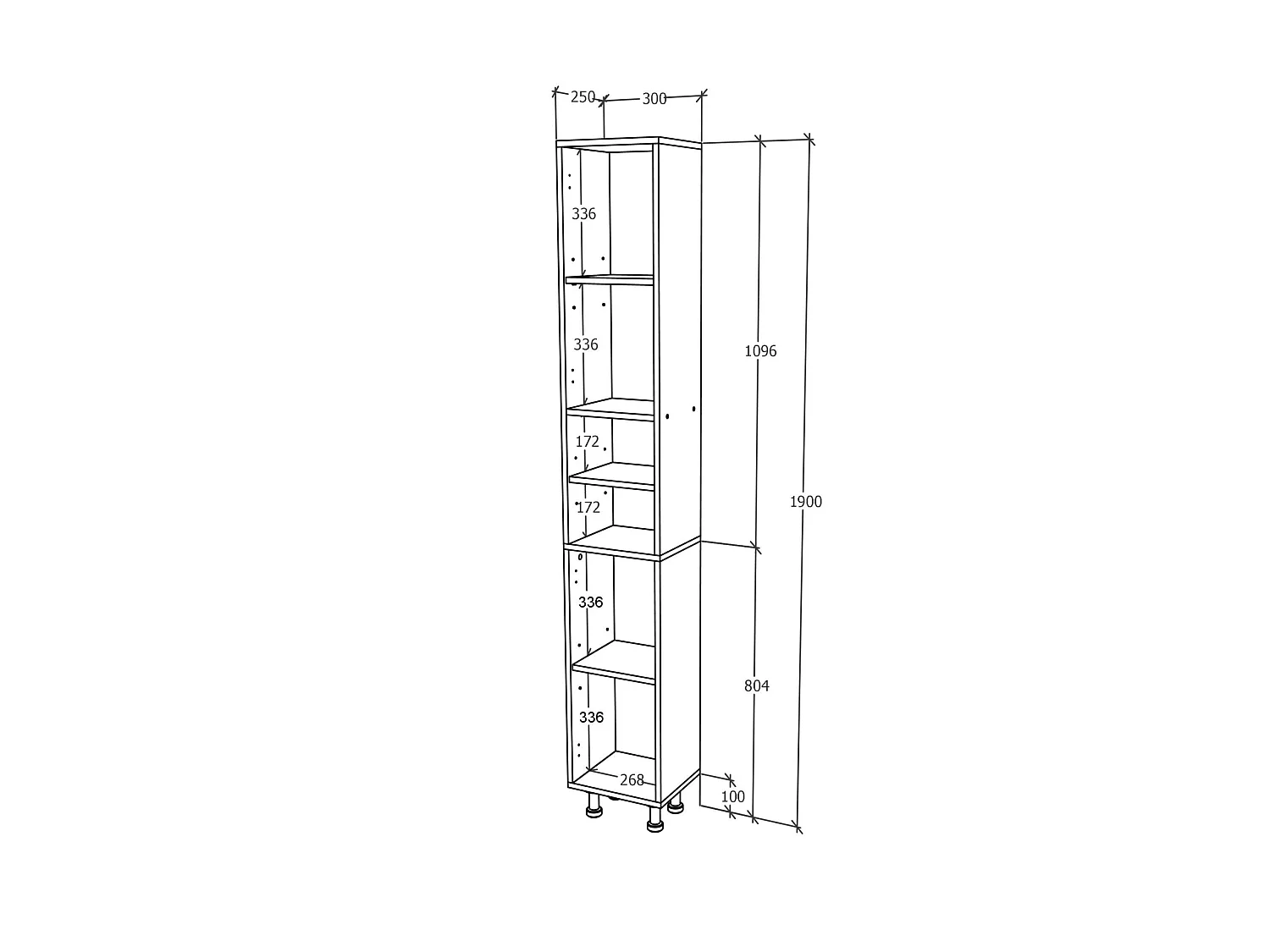 Colonne de salle de bain haaus Zaria, 2 portes, Gris brillant/Blanc, MDF, L 30 x l 27 x H 190 cm