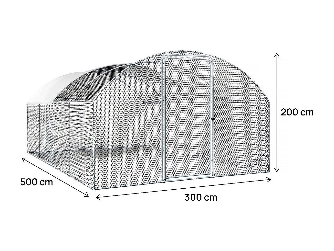 Hühnerauslauf Kuppel 15 m² Gitterpark "Cocorico" - 5 x 3 m - verzinkter Stahl
