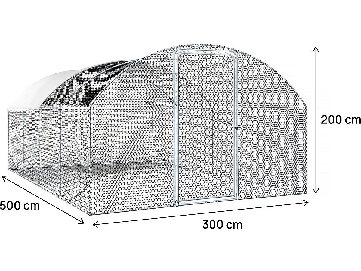 Enclos à poules dôme 15 m² parc grillagé "Cocorico" - 5 x 3 m - acier galvanisé