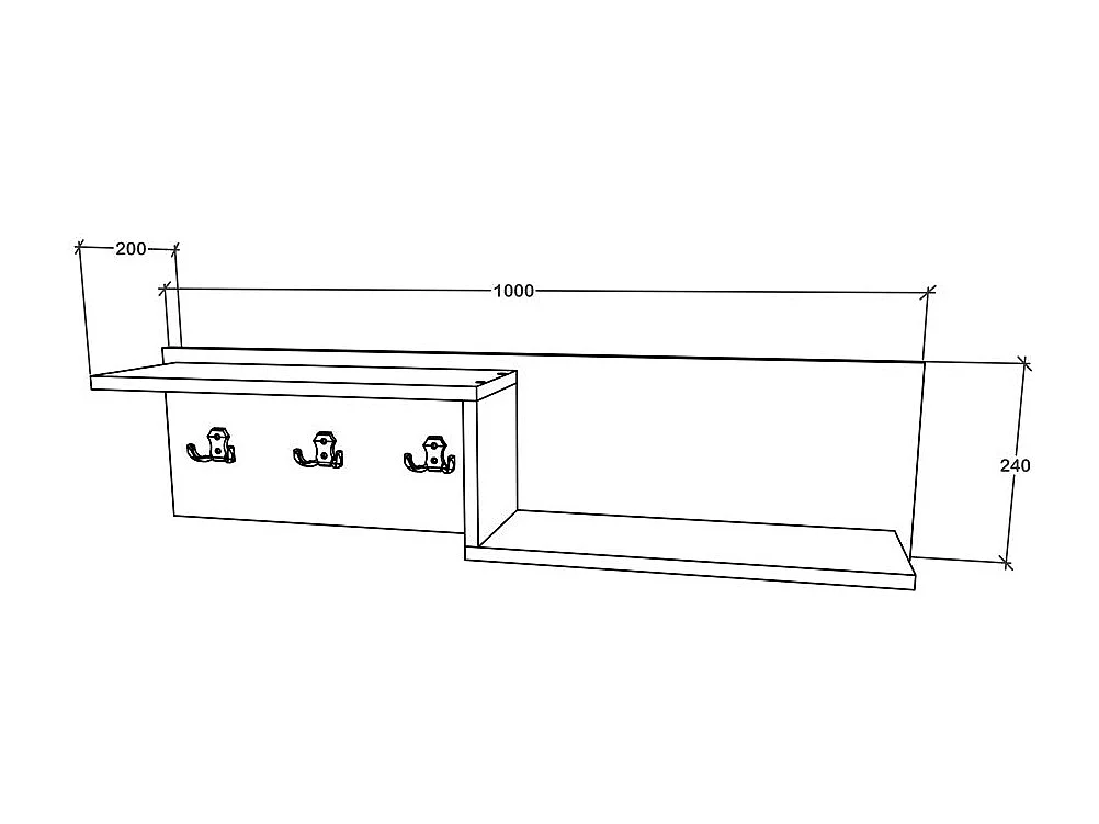 Porte-manteau Grid, Chêne Sonoma/Blanc, 100 x 20 x 24 cm