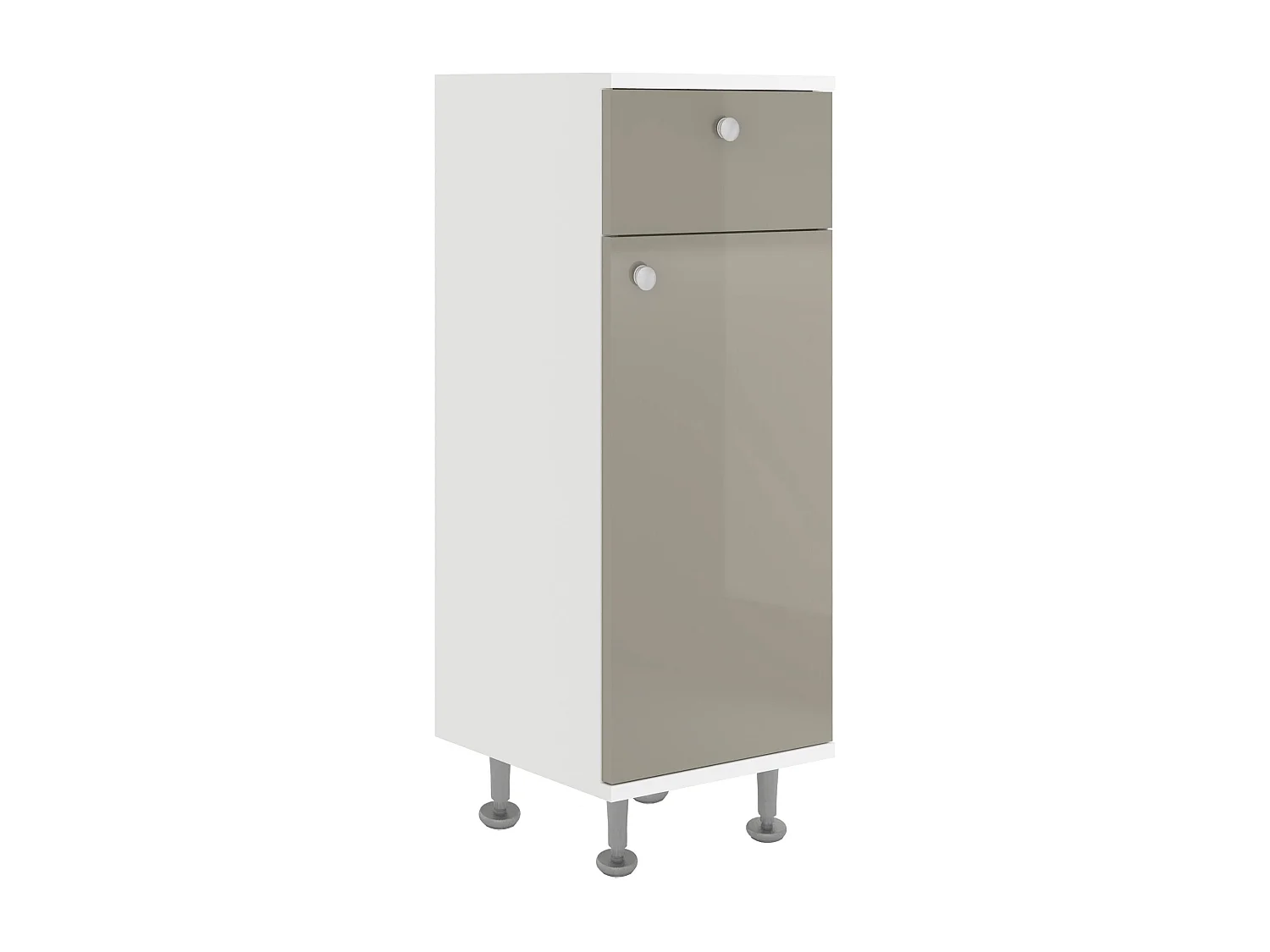 Mobili da bagno haaus Zaria, 1 cassetto, 1 anta, Grigio Brillante/Bianco, MDF, L 30 x L 35 x H 85 cm