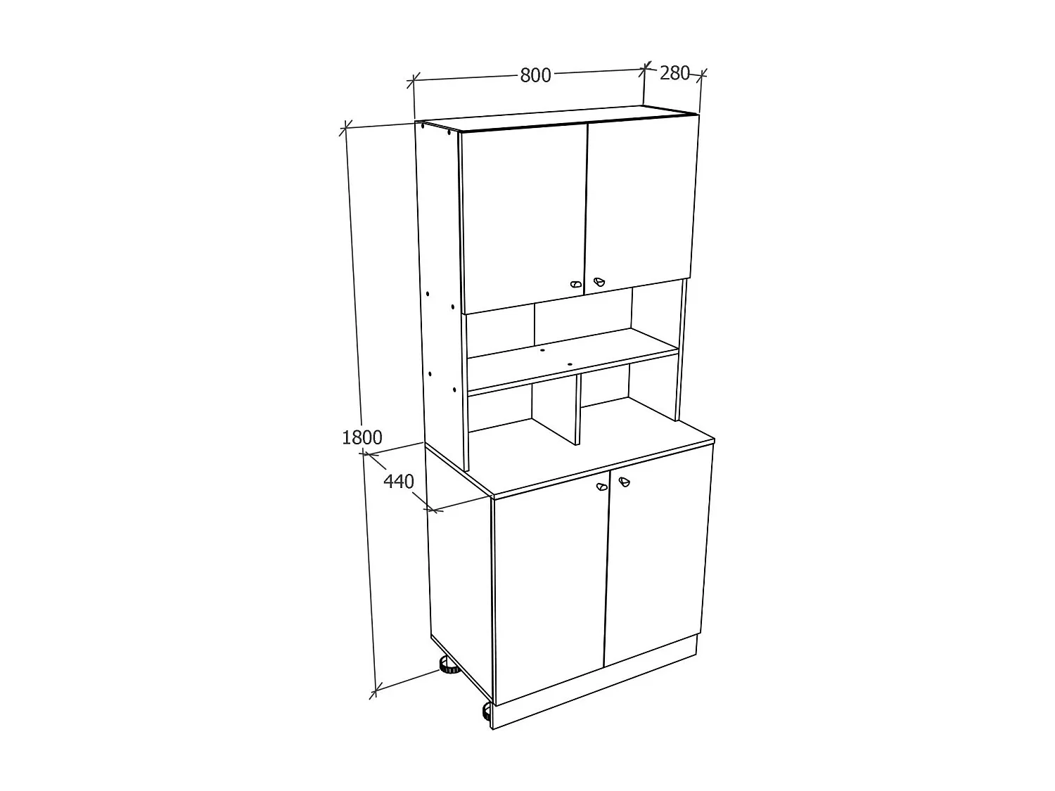 Buffet Opa haaus, Branco, L 80 cm