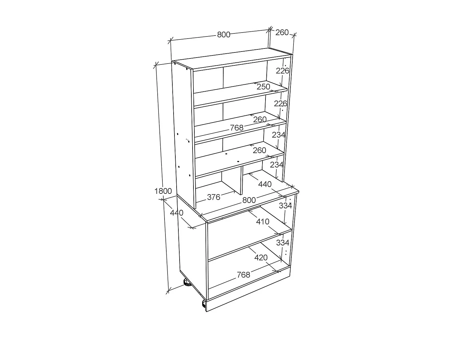 Buffet Opa haaus, Branco, L 80 cm