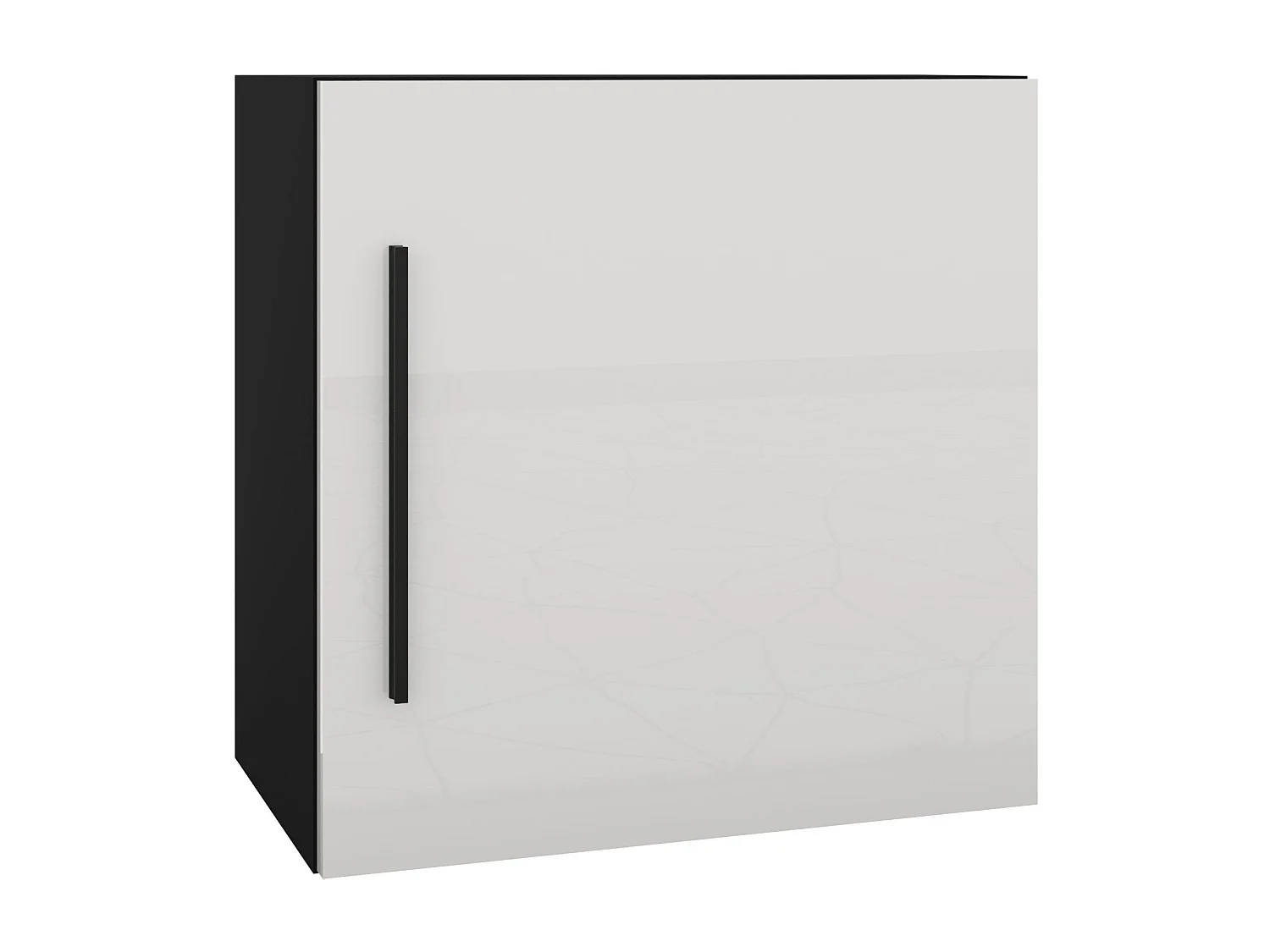Cube haaus Kos, 1 Porte, Noir/Blanc Brillant, MDF, 50 x 30 x 50 cm