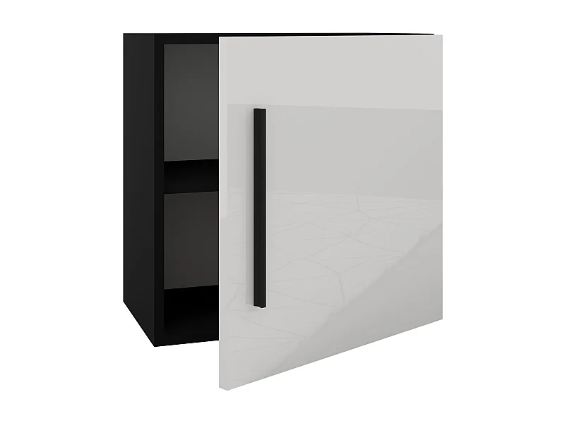 Cube haaus Kos, 1 porta, Preto/Blanc Brillant, MDF, 50 x 30 x 50 cm