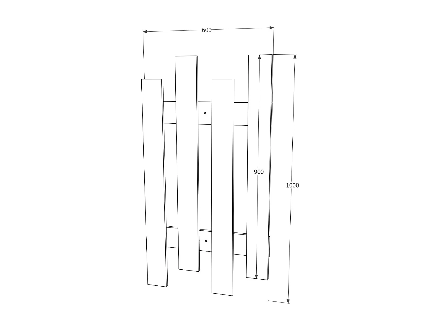 Lamellenkapstok Stick, wit, 100 x 60 cm