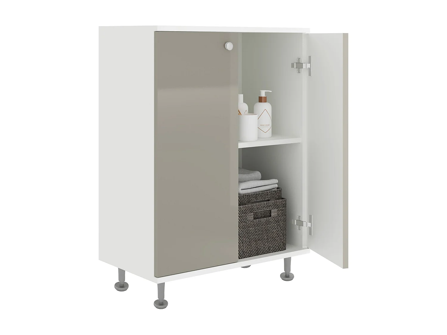 Móveis de casa de banho haaus Zaria, 2 portas, cinzento brilhante/branco, MDF, C 60 x L 35 x A 85 cm