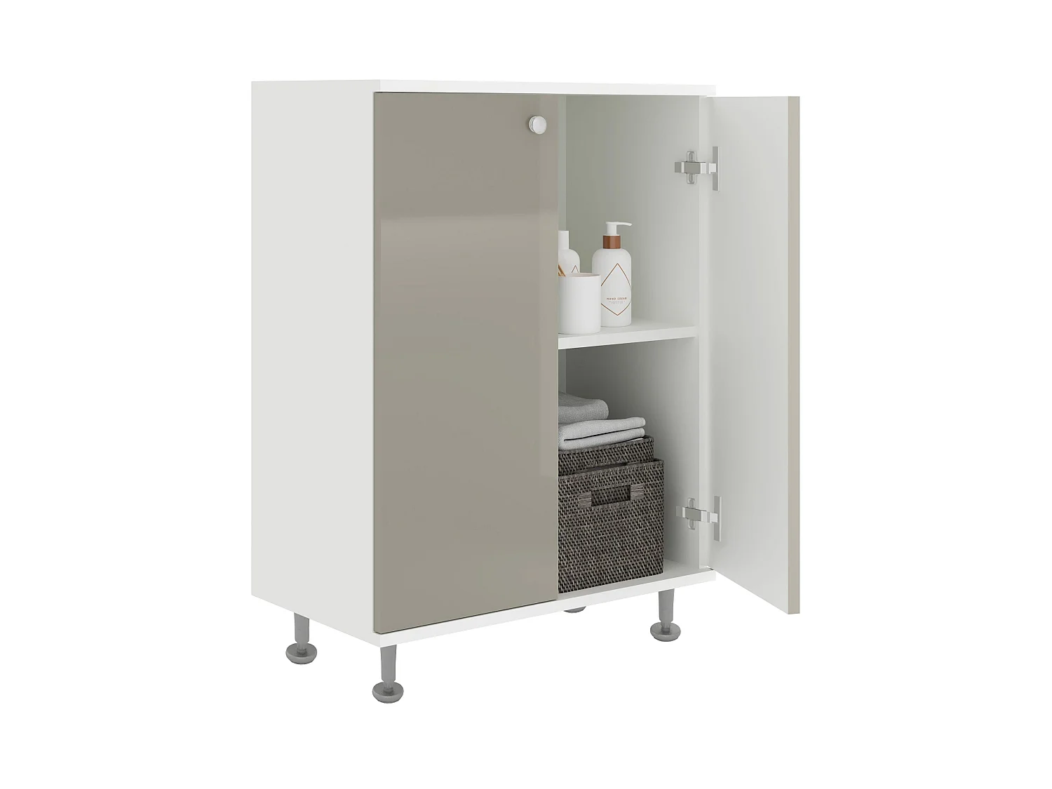 Mueble de baño haaus Zaria, 2 Puertas, Gris Brillante/Blanco, MDF, L 60 x An 35 x Al 85 cm