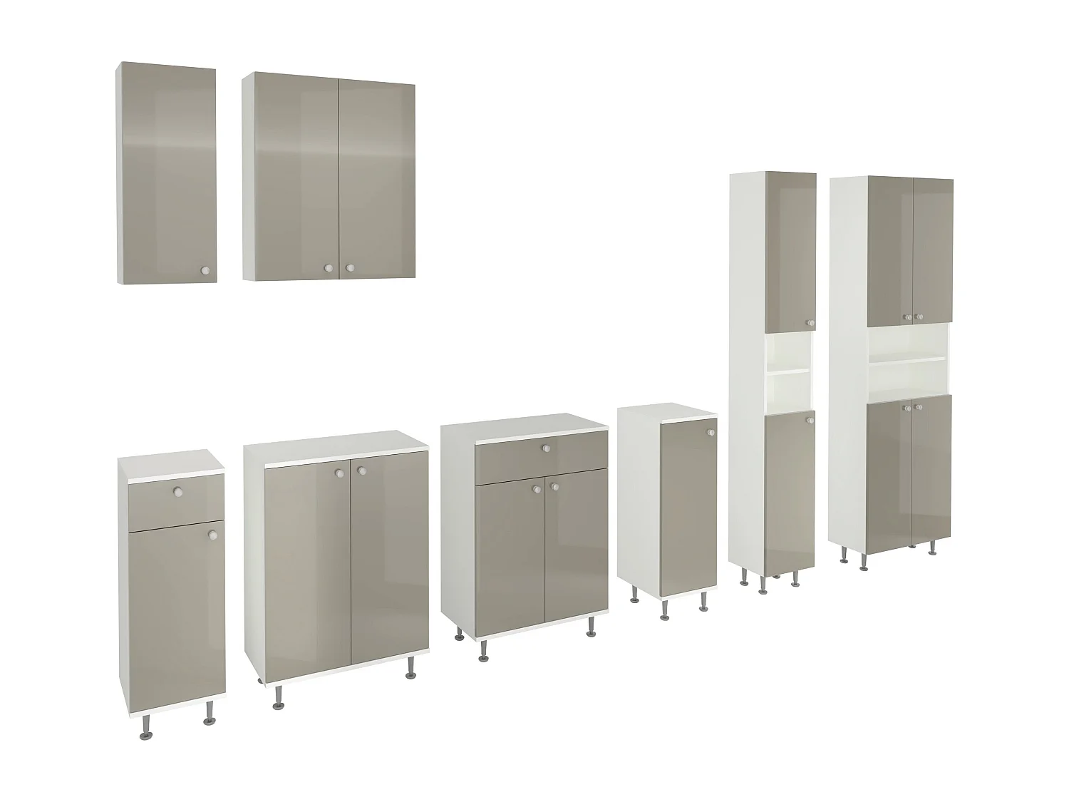 Mueble de baño haaus Zaria, 2 Puertas, Gris Brillante/Blanco, MDF, L 60 x An 35 x Al 85 cm