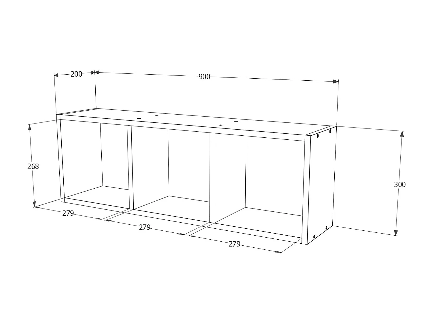 Estante haaus Lira, 3 gavetas, branco, 90 x 20 x 30 cm