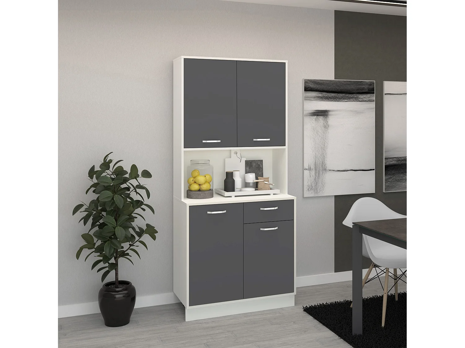 Buffet Oma haaus, Antracite/Bianco, L 84 cm