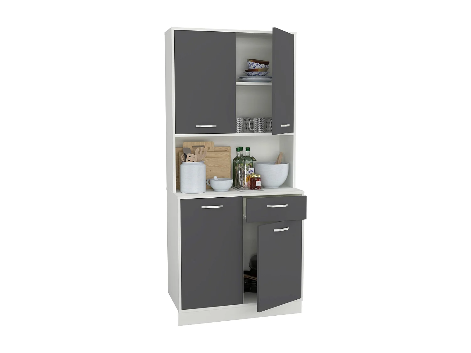 Buffet Oma haaus, Antracite/Bianco, L 84 cm