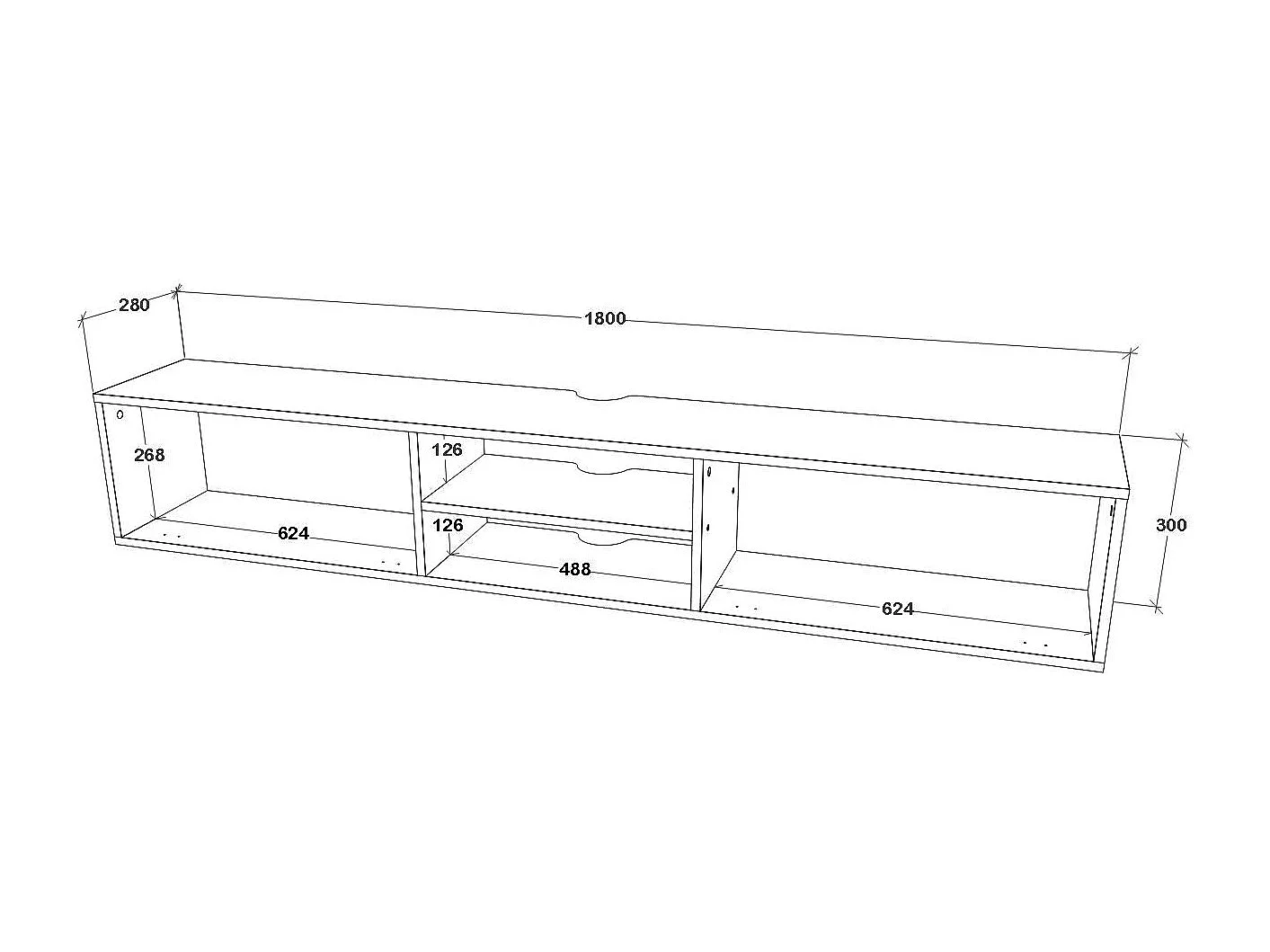 TV-Kommode Genova , 2 Türen, Schwarz, 180 x 30 x 30 cm