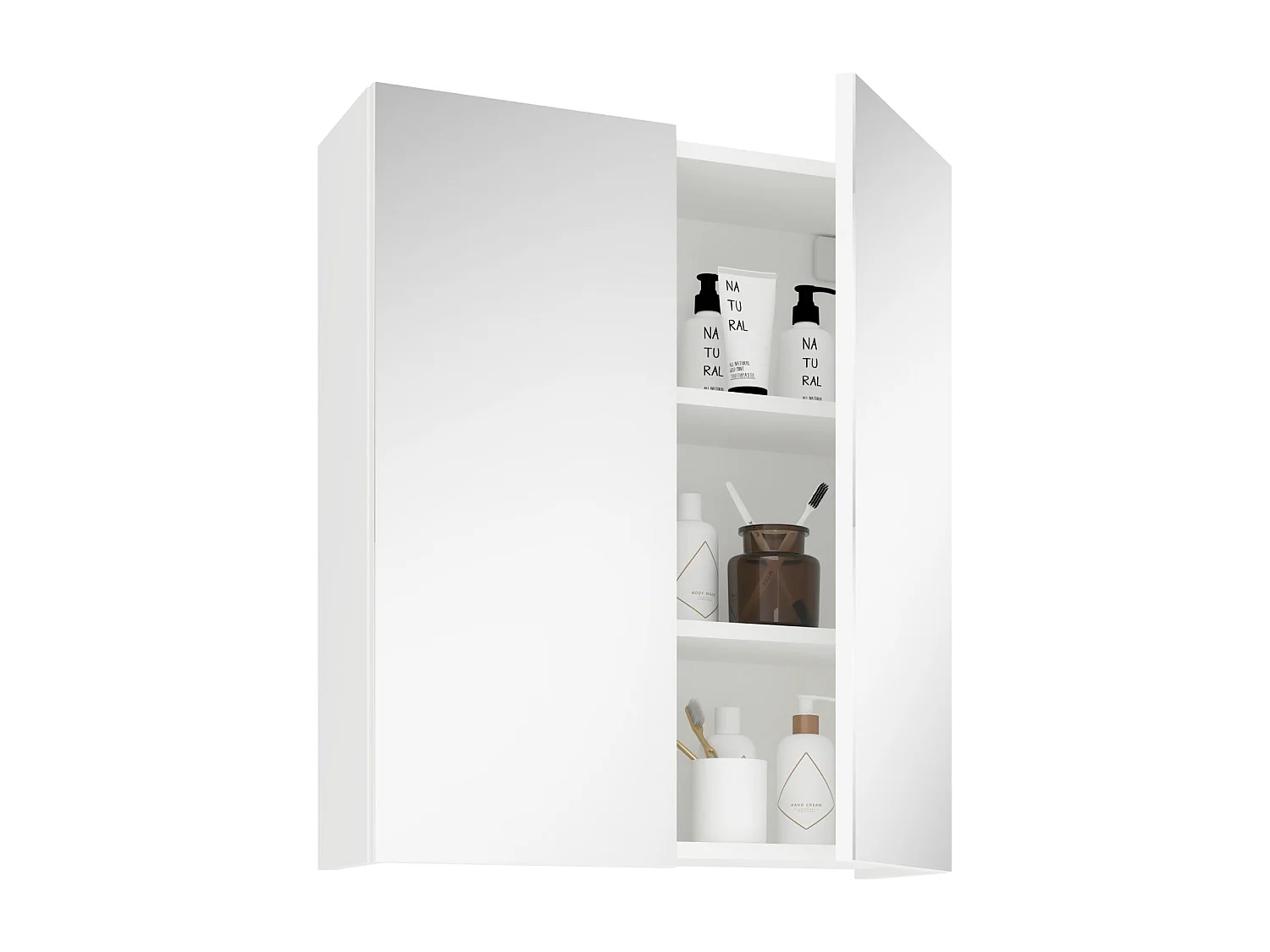 Meuble de Salle de Bain haaus Zed, Suspendu, 2 Portes, avec miroir, Blanc, 60 x 22 x 72 cm