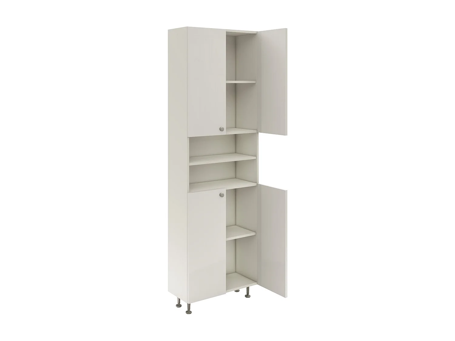 Columna de baño haaus Zaria, 4 puertas, blanco brillo/blanco, MDF, L 60 x P 27 x H 190 cm
