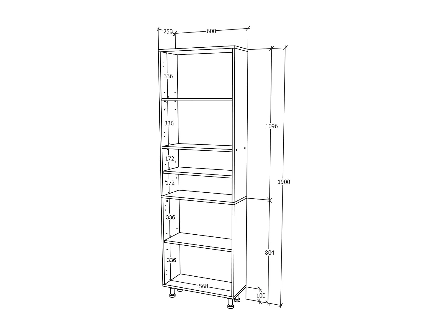 Columna de baño haaus Zaria, 4 puertas, blanco brillo/blanco, MDF, L 60 x P 27 x H 190 cm