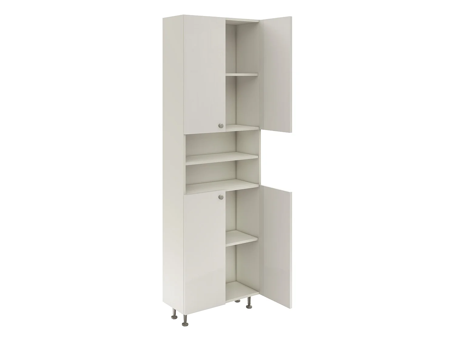 Coluna de casa de banho haaus Zaria, 4 portas, branco brilhante/branco, MDF, L 60 x P 27 x A 190 cm