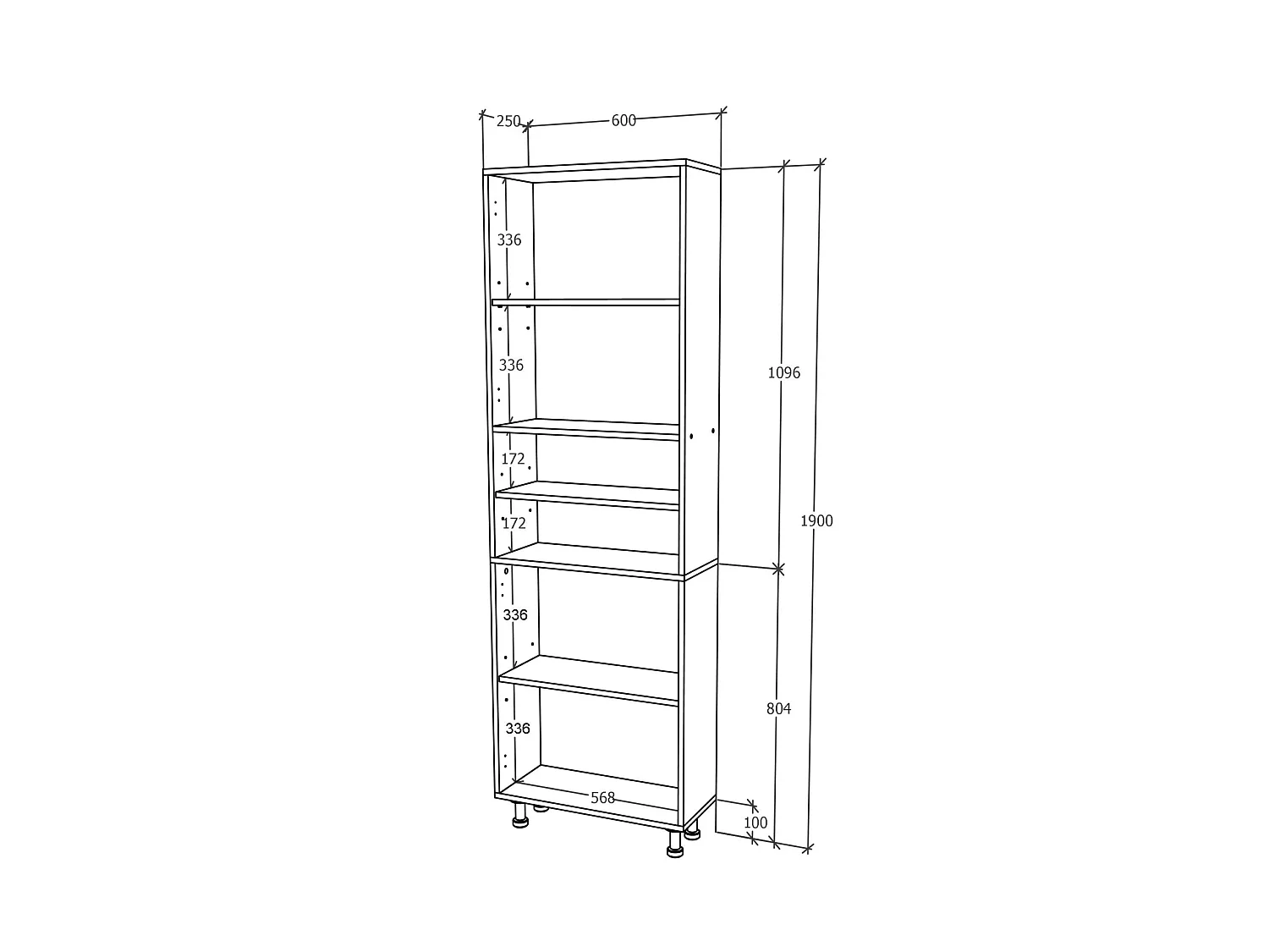Coluna de casa de banho haaus Zaria, 4 portas, branco brilhante/branco, MDF, L 60 x P 27 x A 190 cm