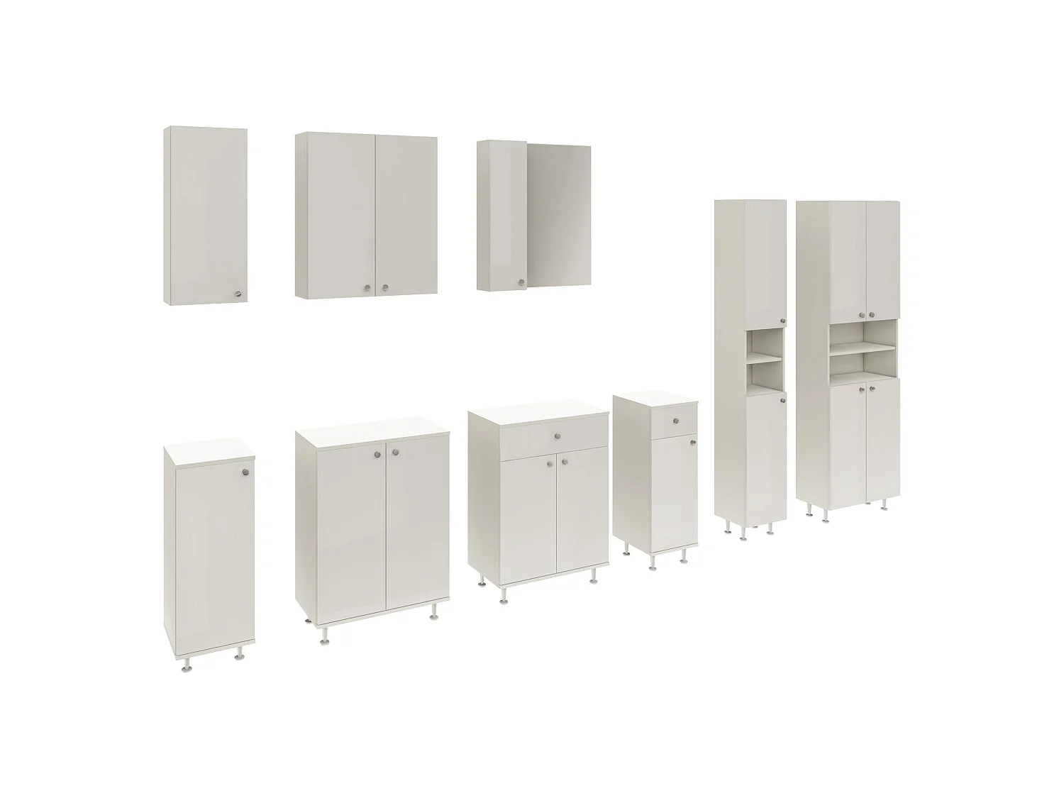 Coluna de casa de banho haaus Zaria, 4 portas, branco brilhante/branco, MDF, L 60 x P 27 x A 190 cm
