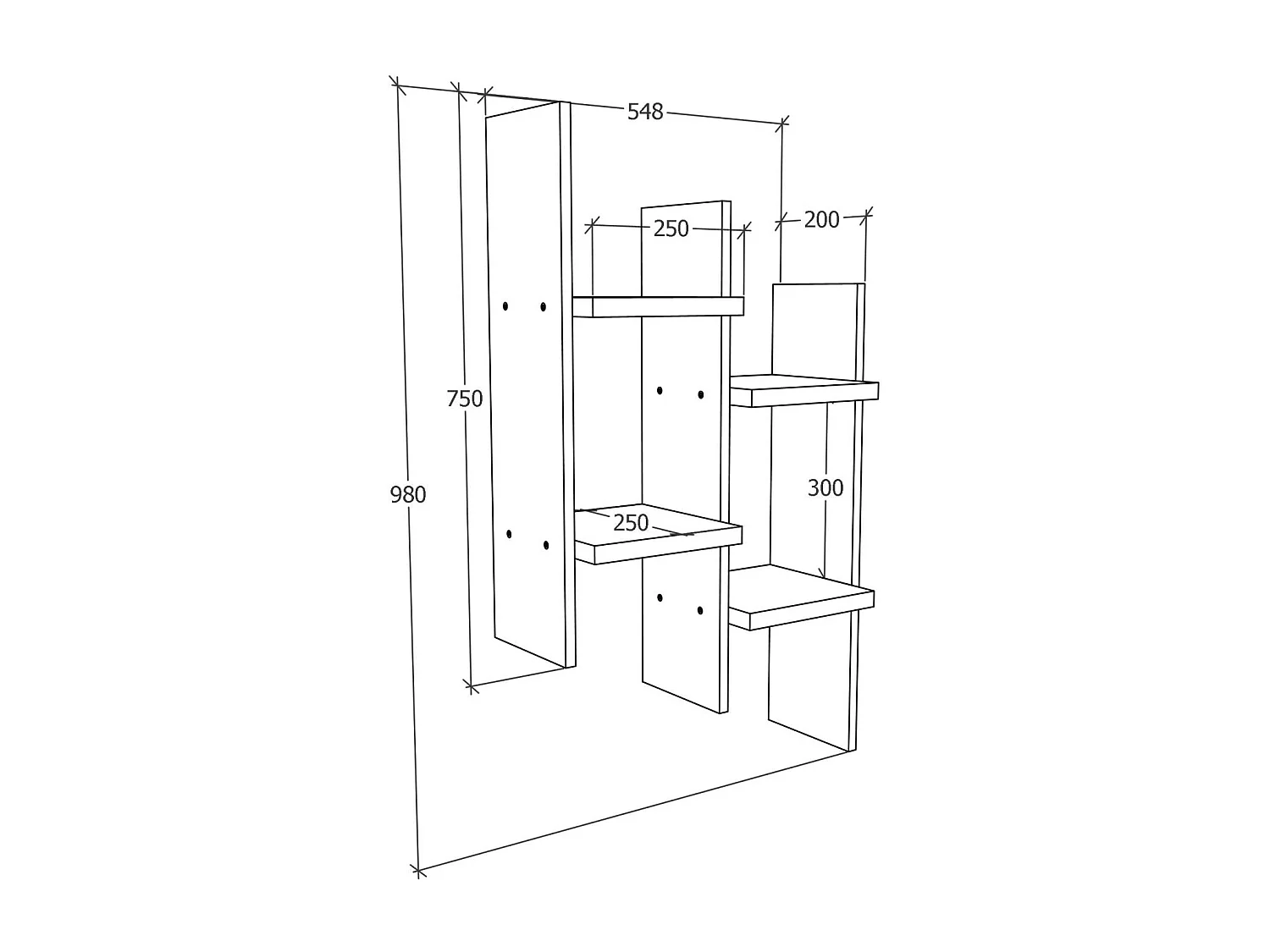 Étagère haaus Zira, Blanc, Panneau Aggloméré 25 mm, 55 x 25 x 98 cm