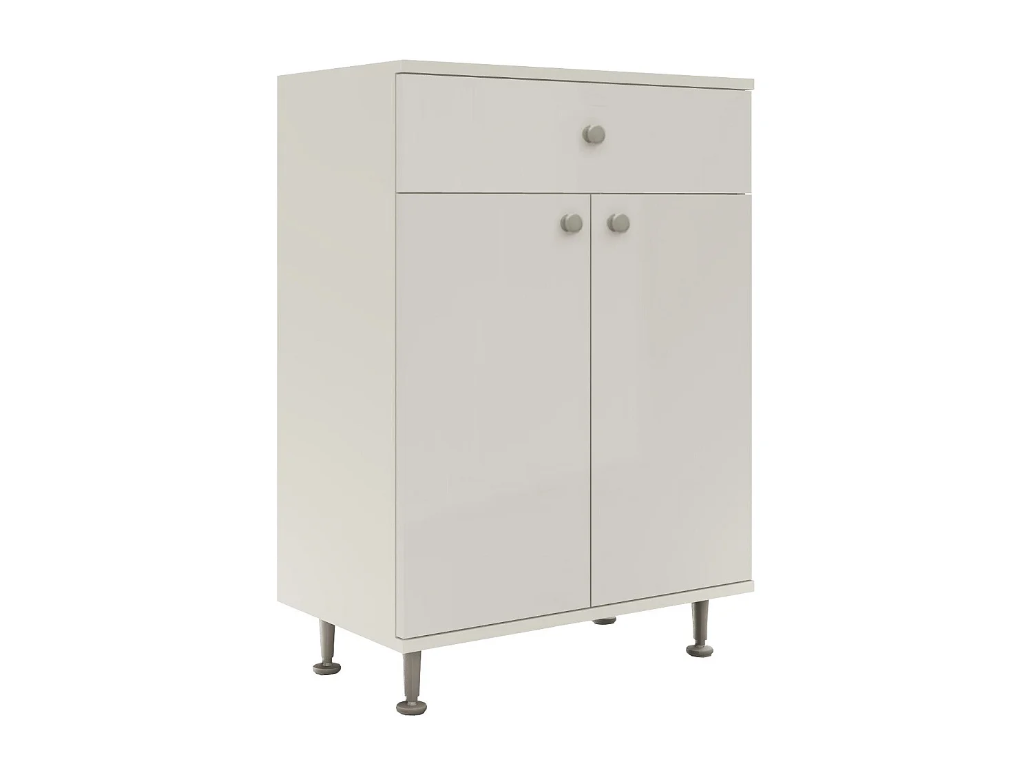 Meuble de Salle de Bain haaus Zaria, 1 Tiroir, 2 Portes, Blanc Brillant/Blanc, MDF, L 60 x l 35 x H 85 cm