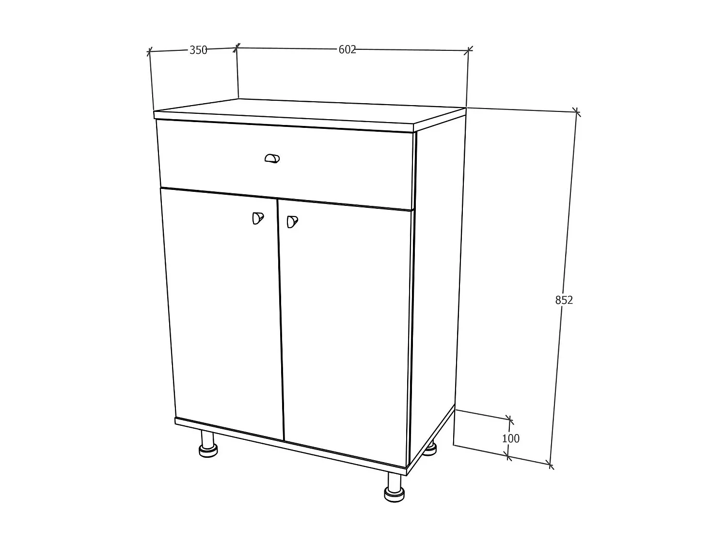 Meuble de Salle de Bain haaus Zaria, 1 Tiroir, 2 Portes, Blanc Brillant/Blanc, MDF, L 60 x l 35 x H 85 cm
