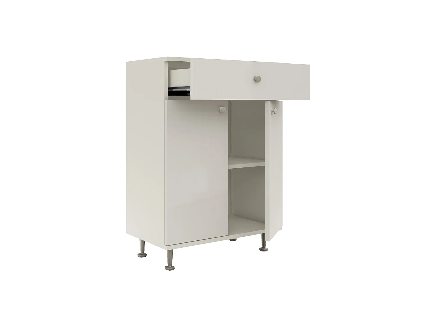 Mueble de baño haaus Zaria, 1 Cajón, 2 Puertas, Blanco Brillante/Blanco, MDF, L 60 x An 35 x Al 85 cm