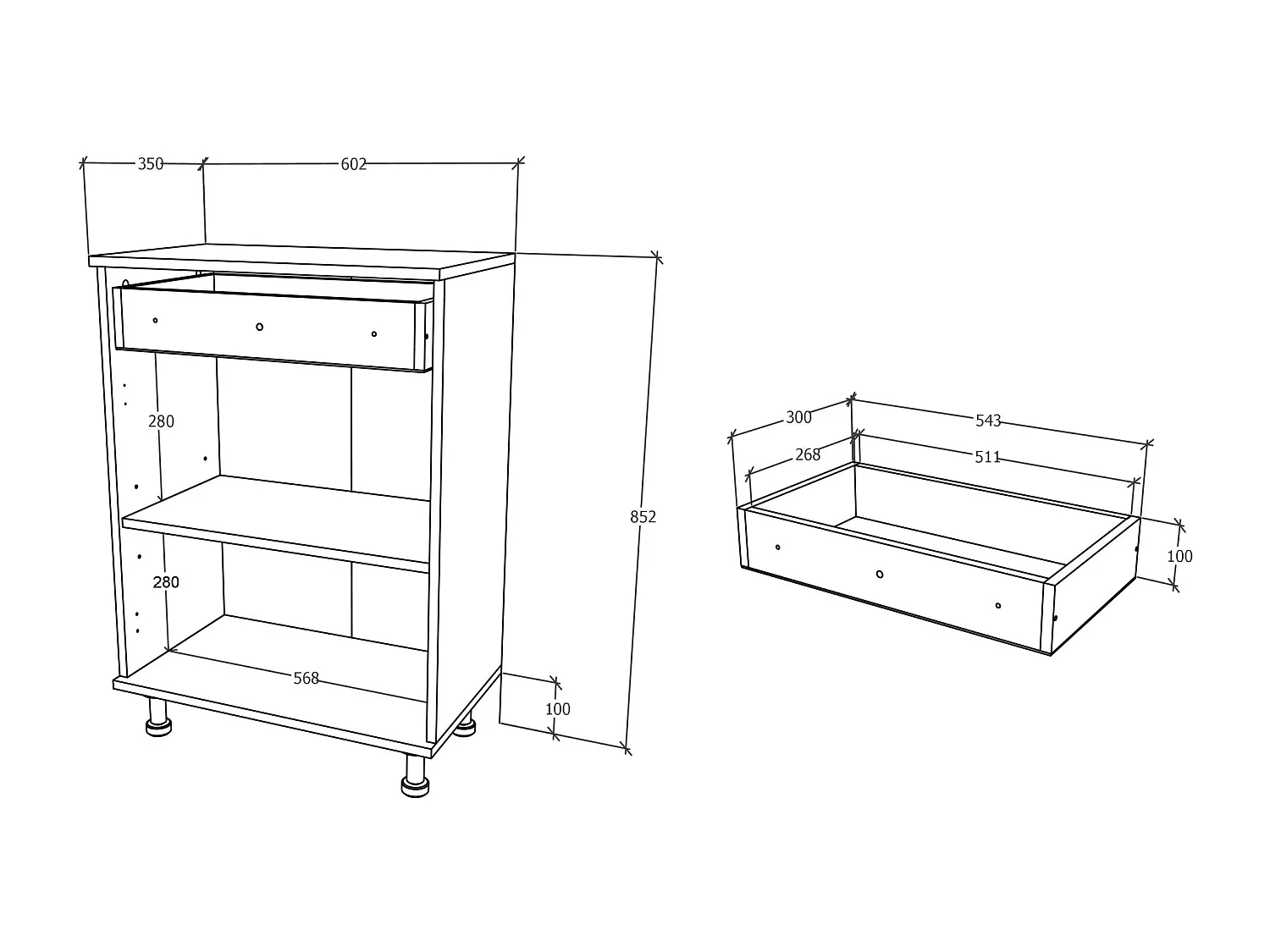 Mueble de baño haaus Zaria, 1 Cajón, 2 Puertas, Blanco Brillante/Blanco, MDF, L 60 x An 35 x Al 85 cm
