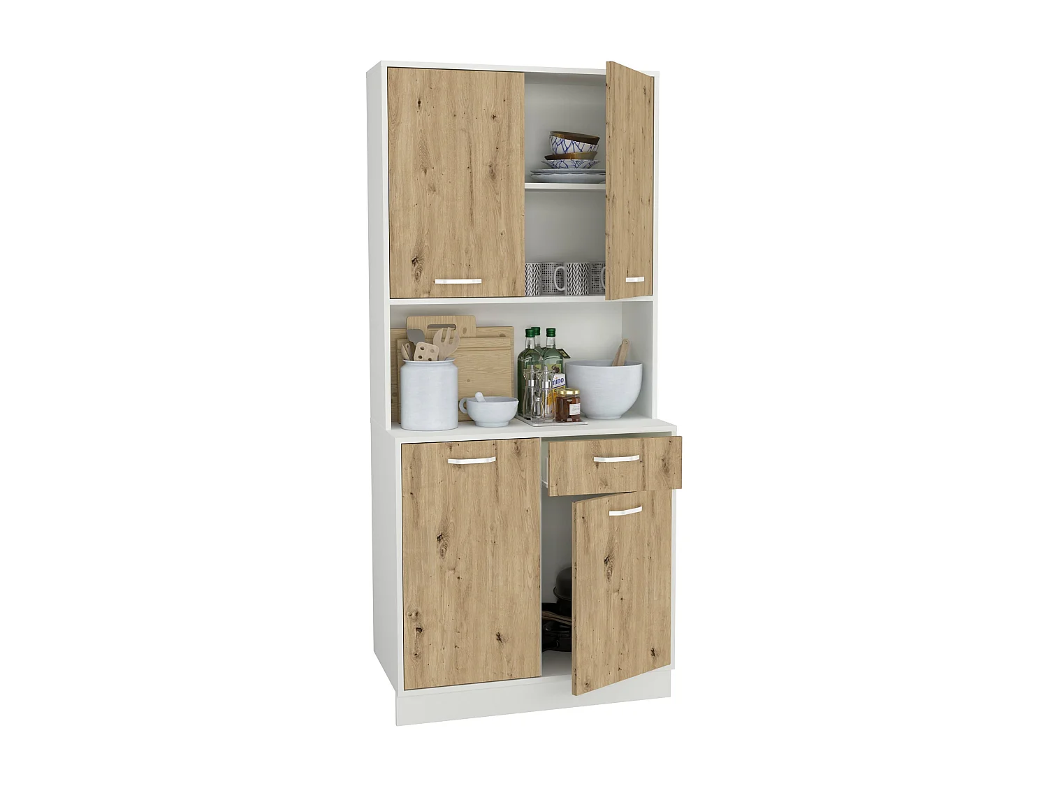 Dressoir Oma, Artisan eiken/Wit, L 84 cm