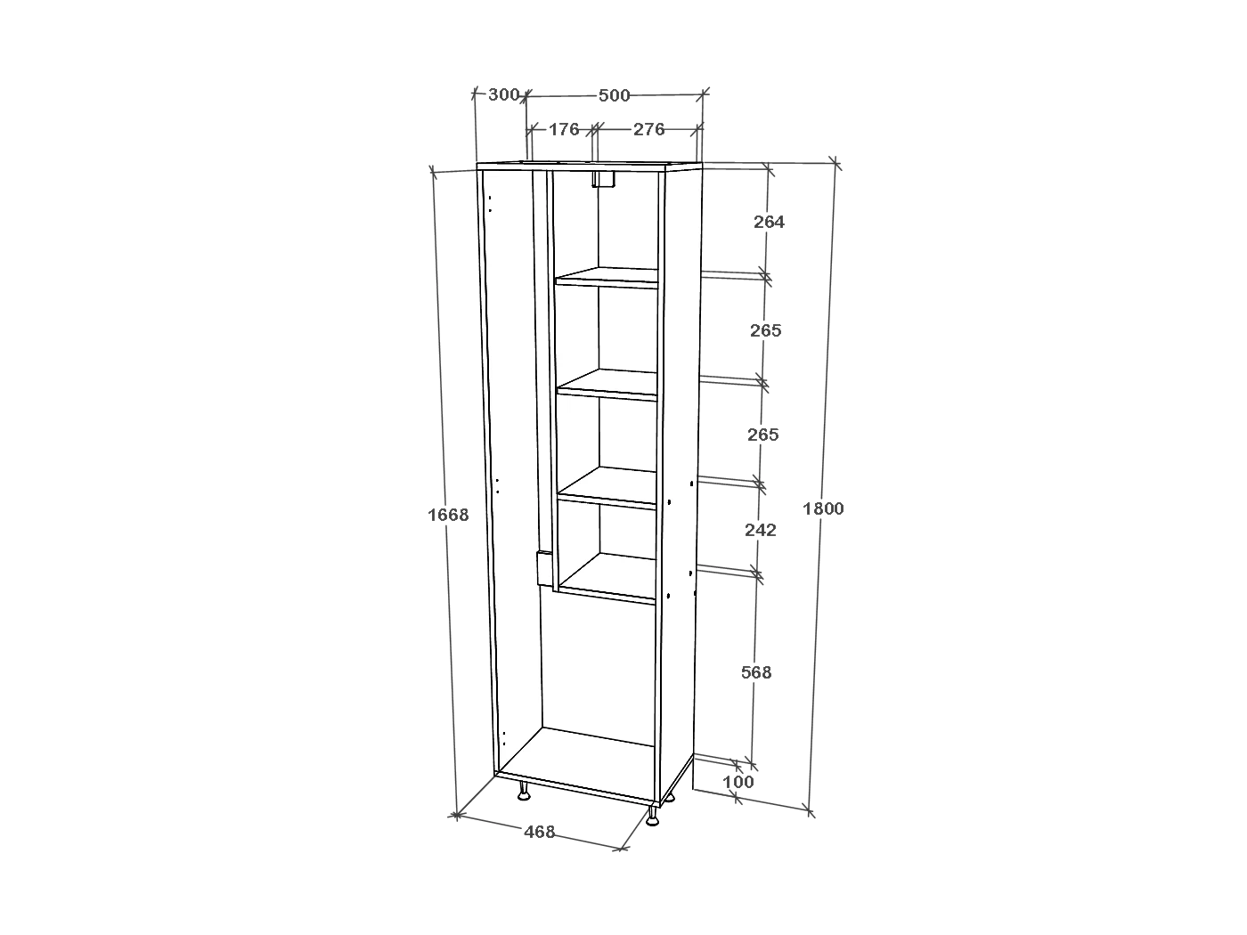 Badezimmerschrank Dax, 3 Türen, Weiß, 50 x 32 x 180 cm