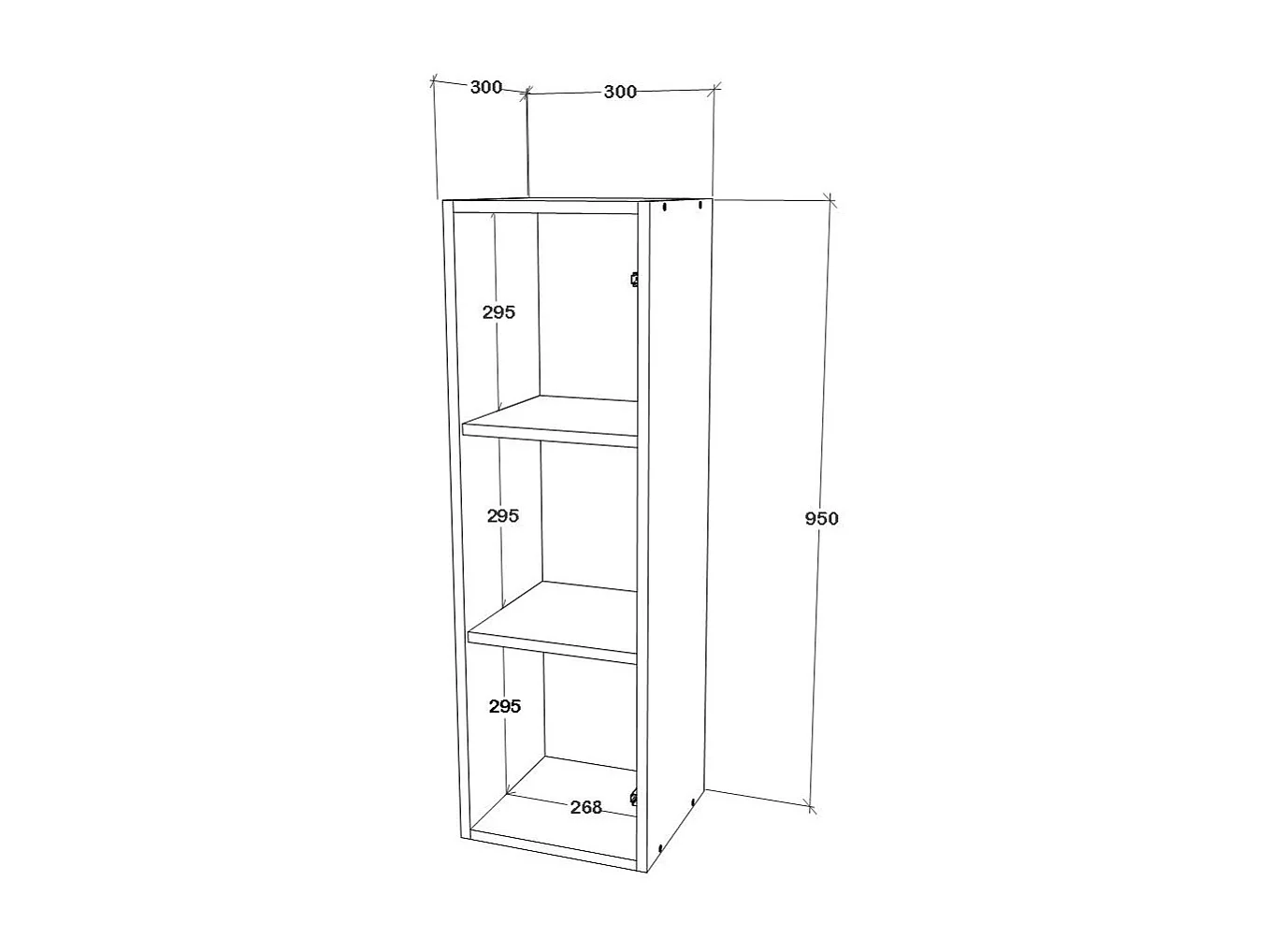 Lo scaffale modulare haaus Kos, 1 anta, nero/bianco brillante, MDF, 30 x 30 x 95 cm